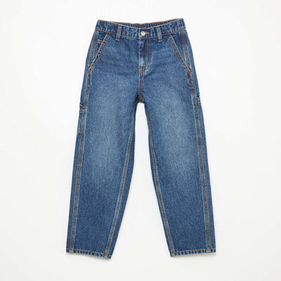 Loose Jeans with Large Pockets BLUE
