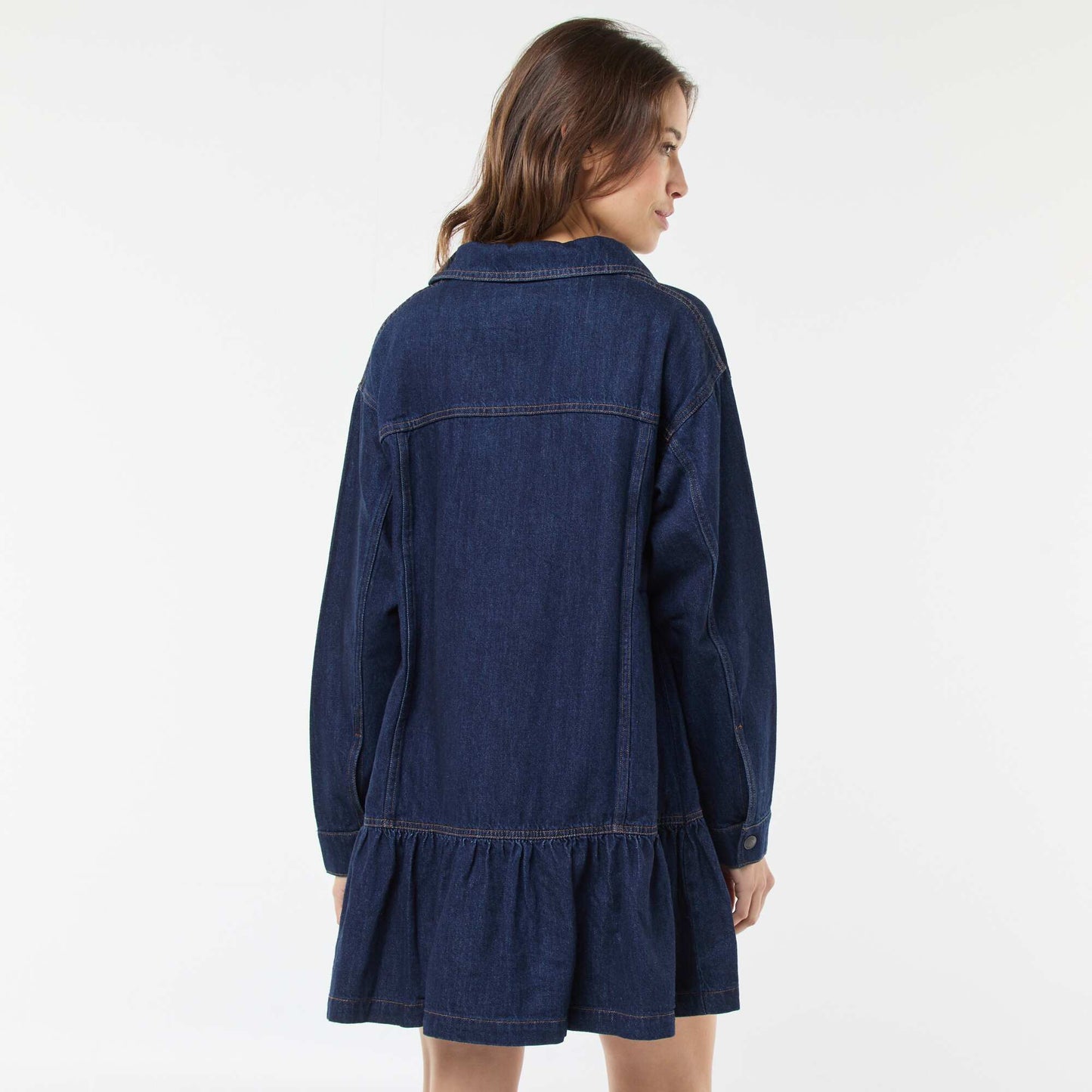 Long-Sleeve Denim Dress BLUE