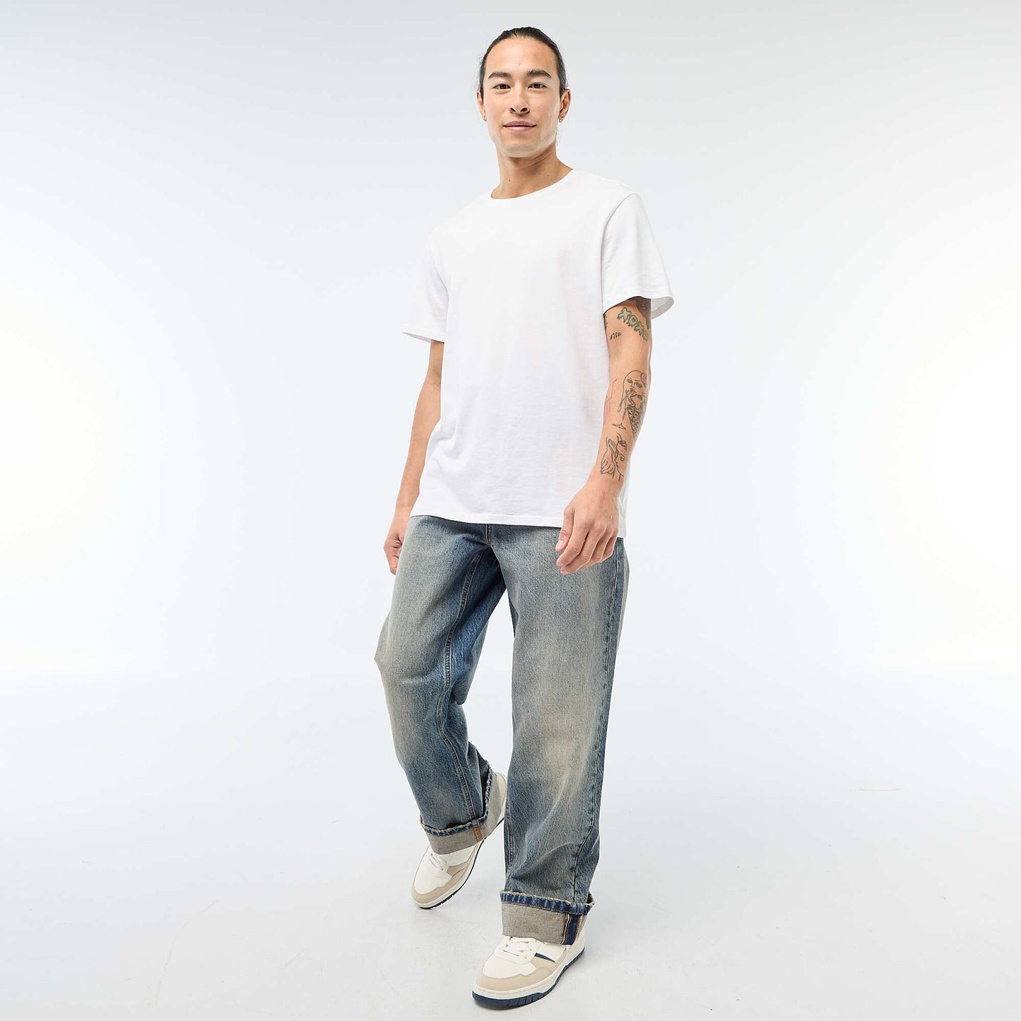 Regular Jeans with Cuffed Hem - L32 BLUE