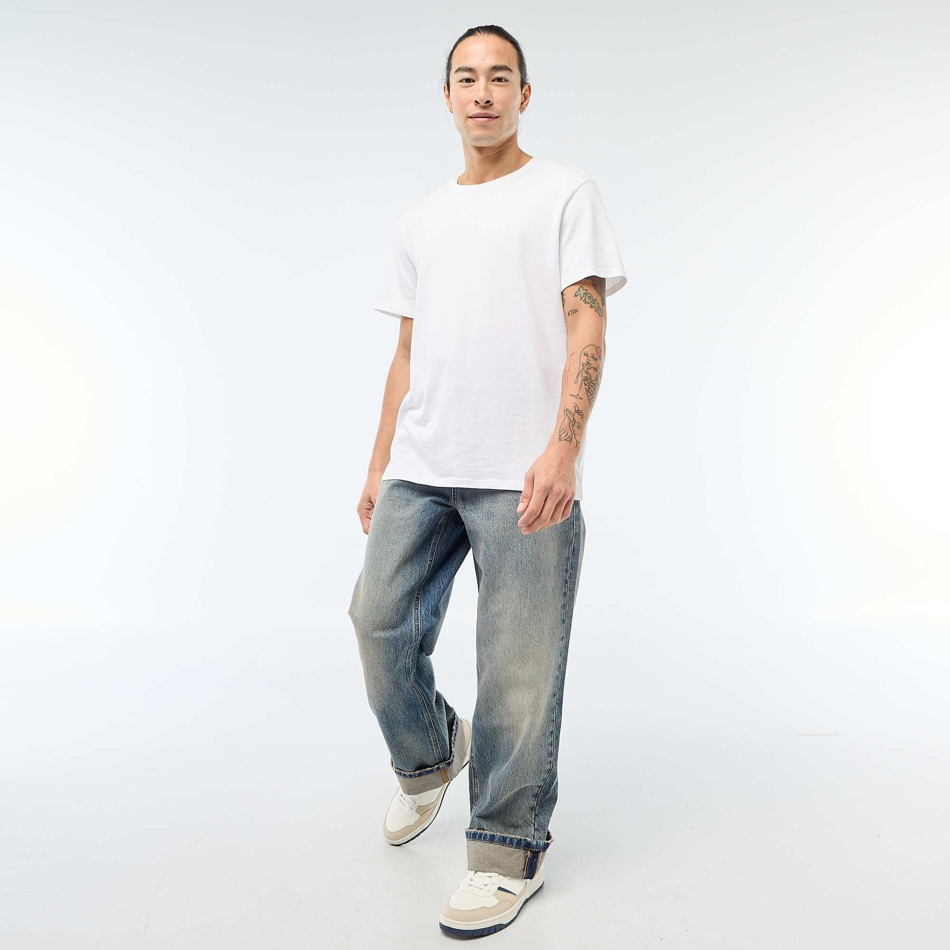 Regular Jeans with Cuffed Hem - L32 BLUE