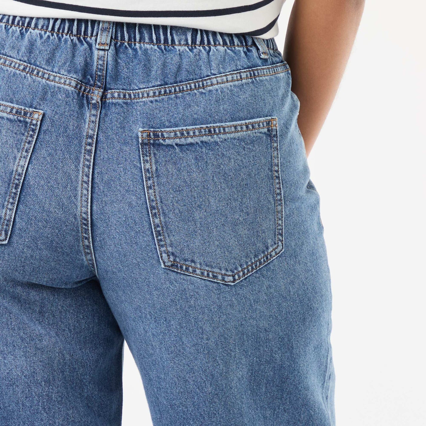 Wide Leg Jeans with Raw Hem BLUE
