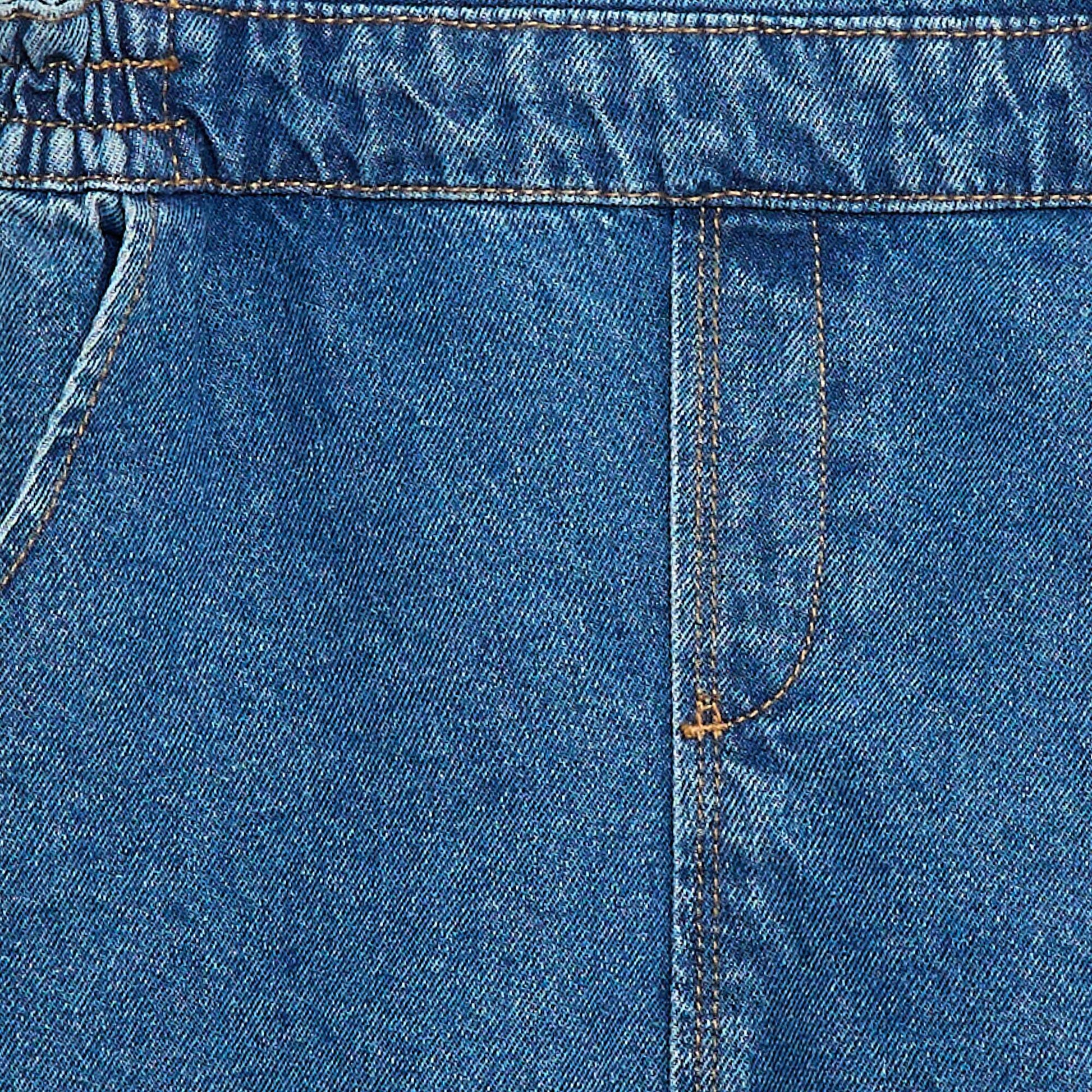 Denim Overalls with Ruffles BLUE