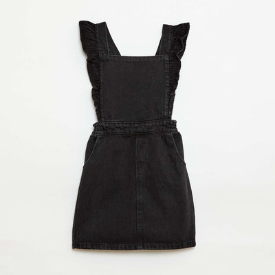 Denim Overalls with Ruffles GREY