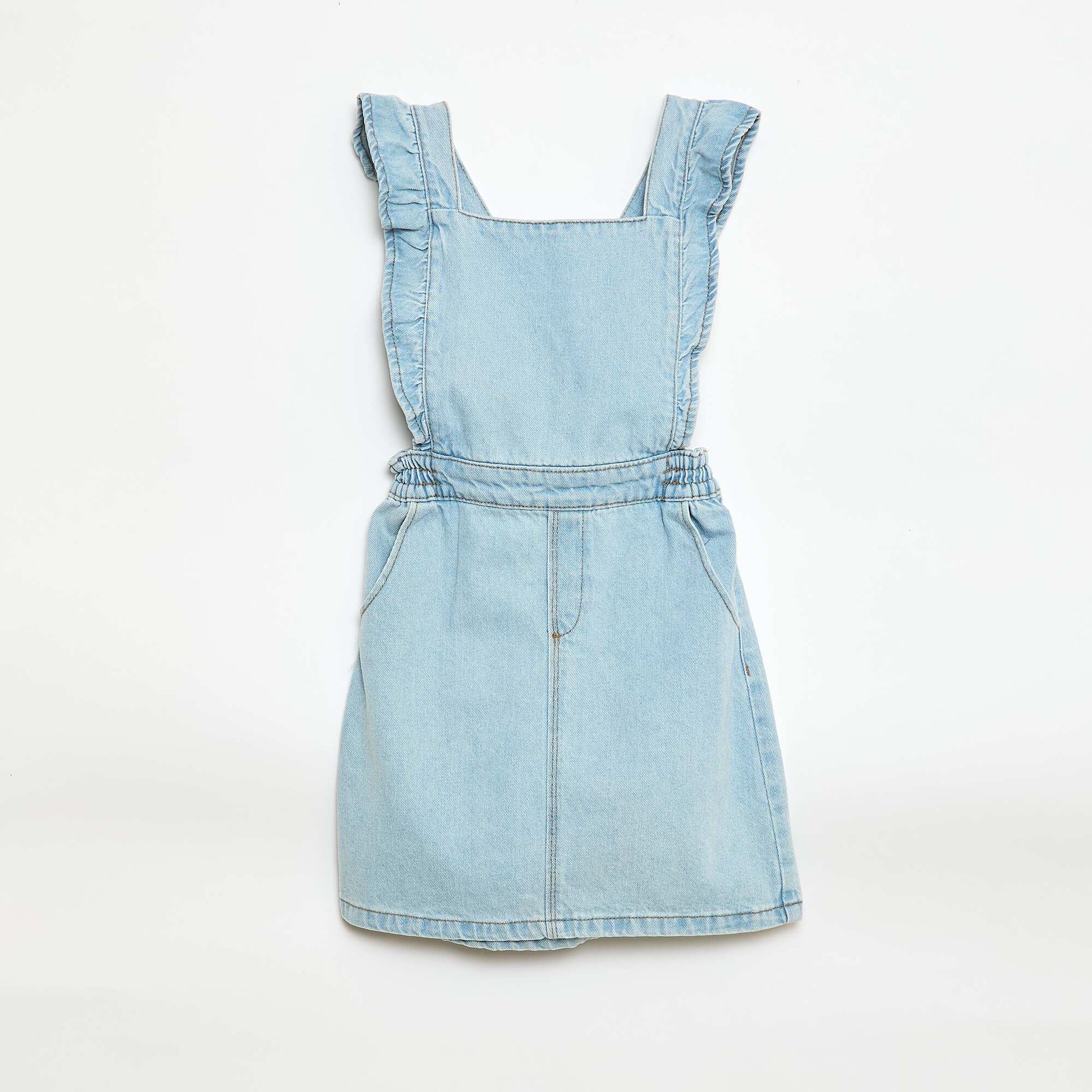 Denim Overalls with Ruffles BLUE
