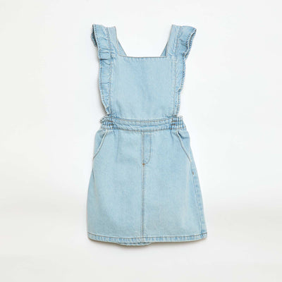 Denim Overalls with Ruffles BLUE