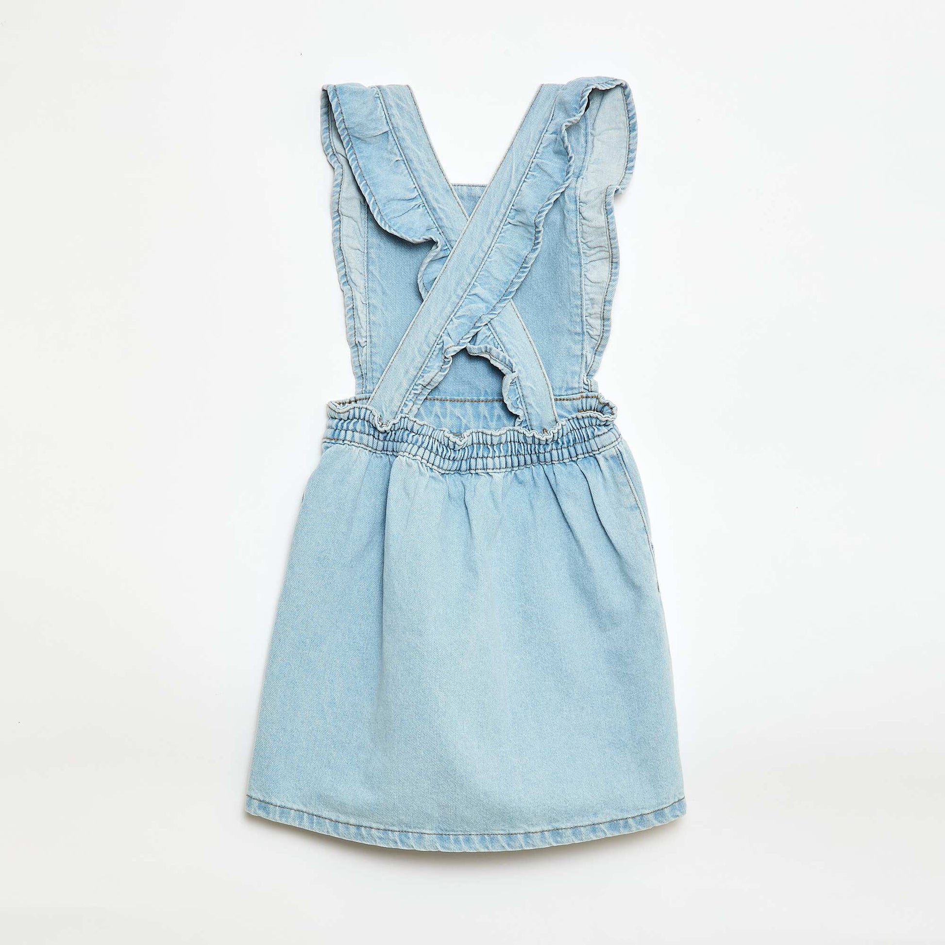 Denim Overalls with Ruffles BLUE