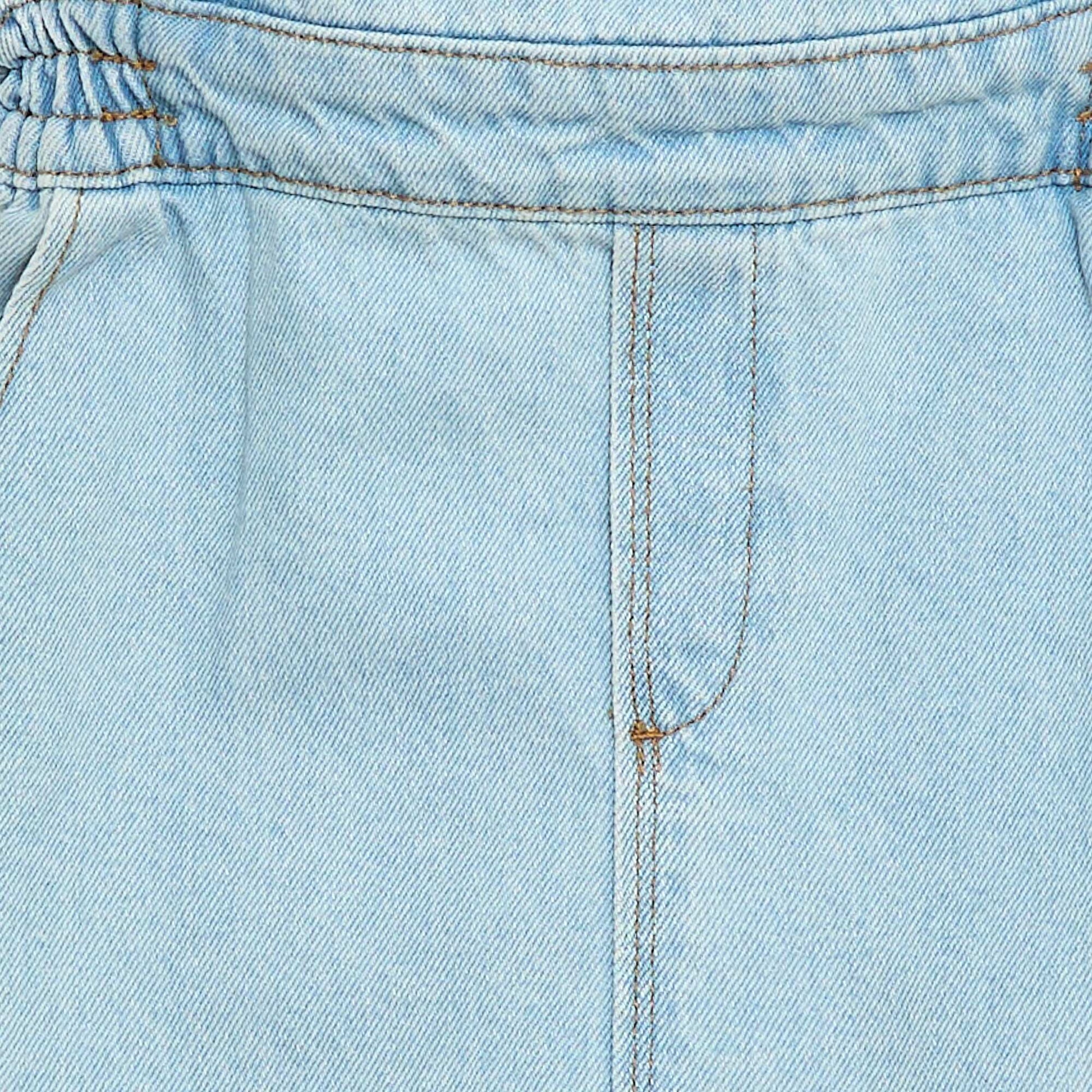 Denim Overalls with Ruffles BLUE