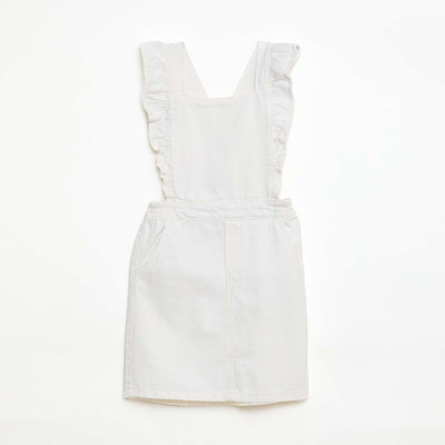 Denim Overalls with Ruffles WHITE
