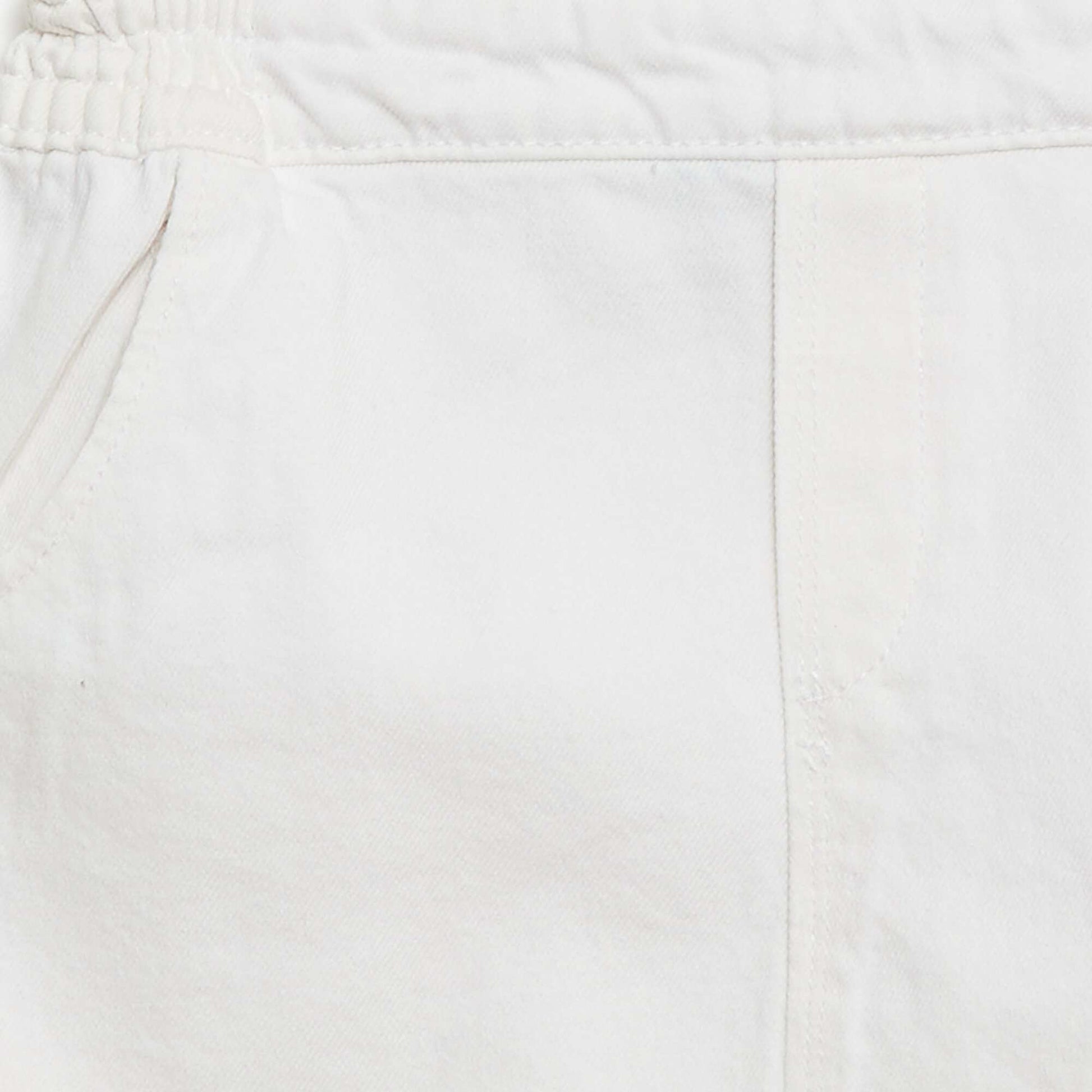 Denim Overalls with Ruffles WHITE