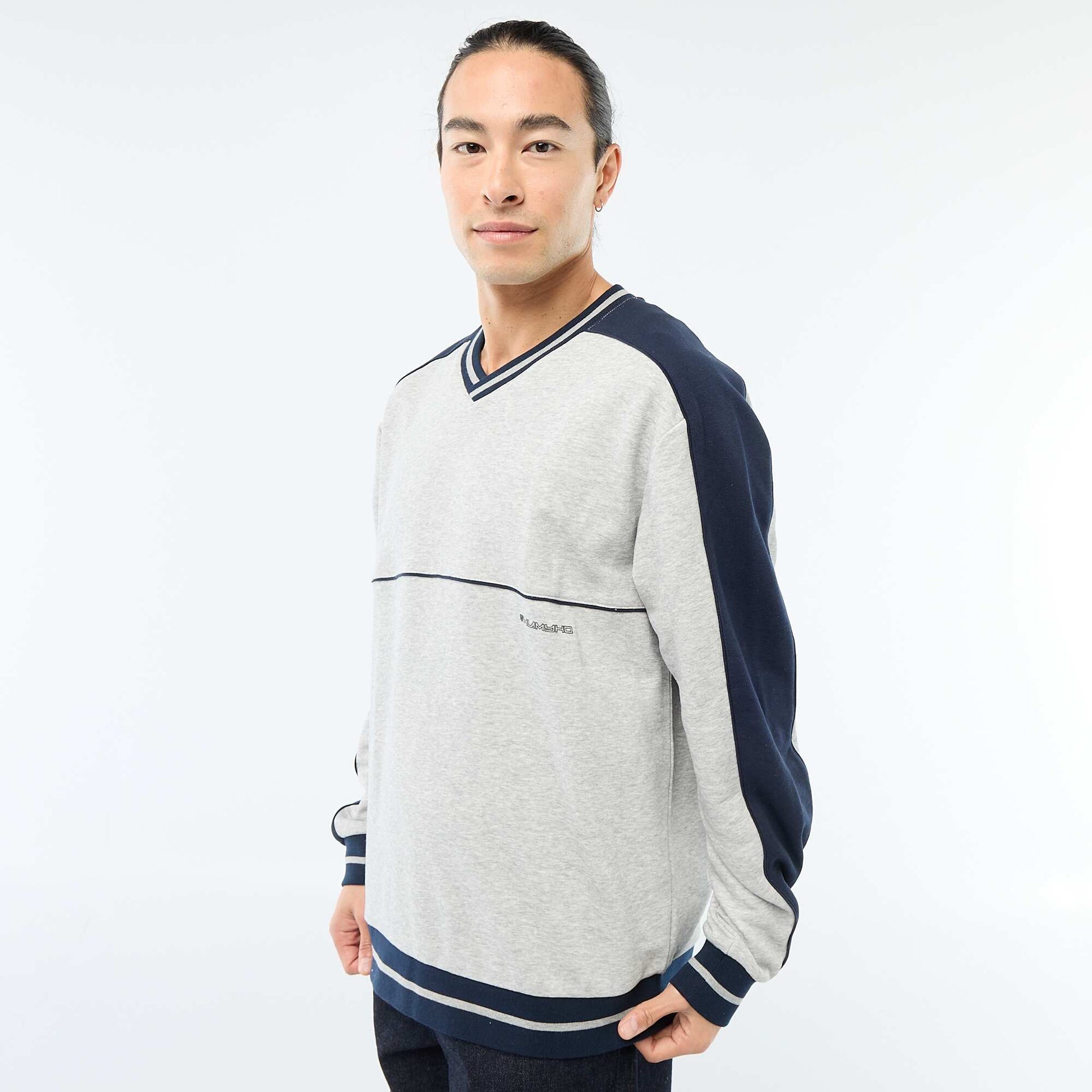 French Terry V-Neck Sweatshirt GREY