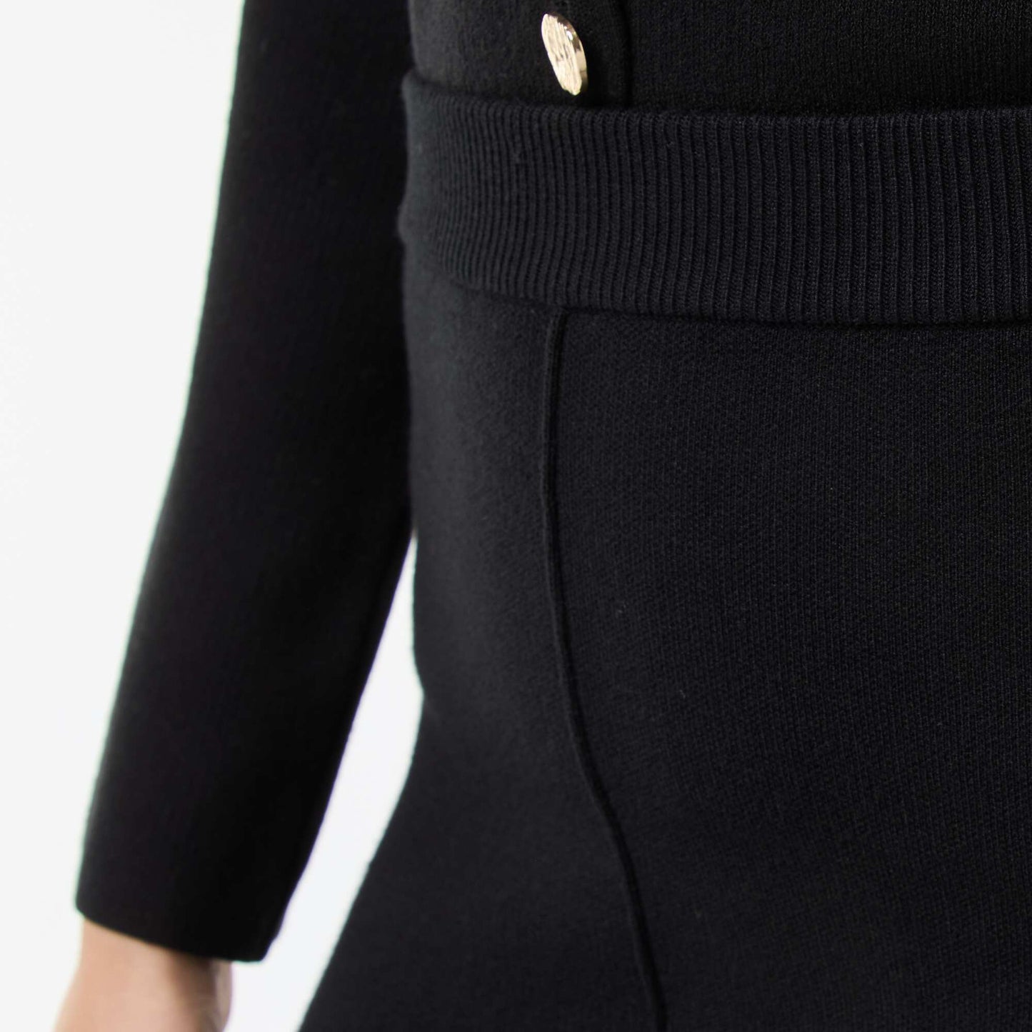 Solid Ottoman Knit Skirt BLACK
