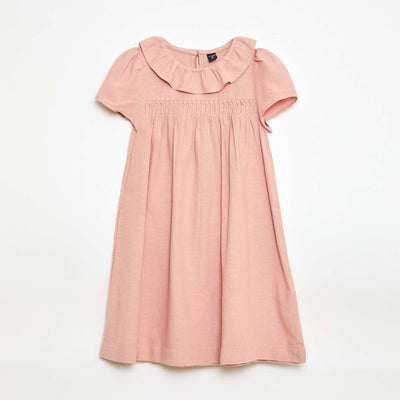 Mixed Linen Collar Dress PINK