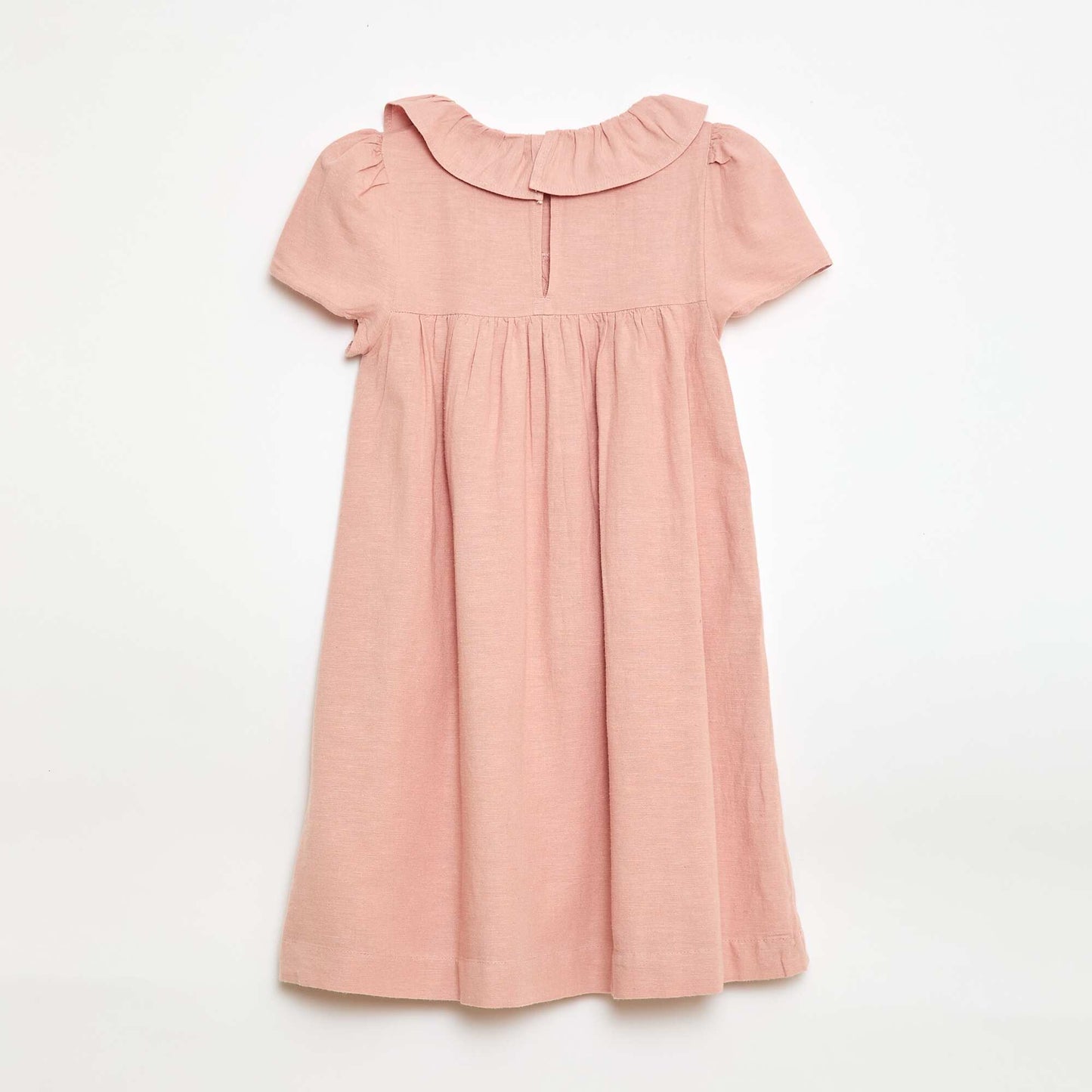 Mixed Linen Collar Dress PINK
