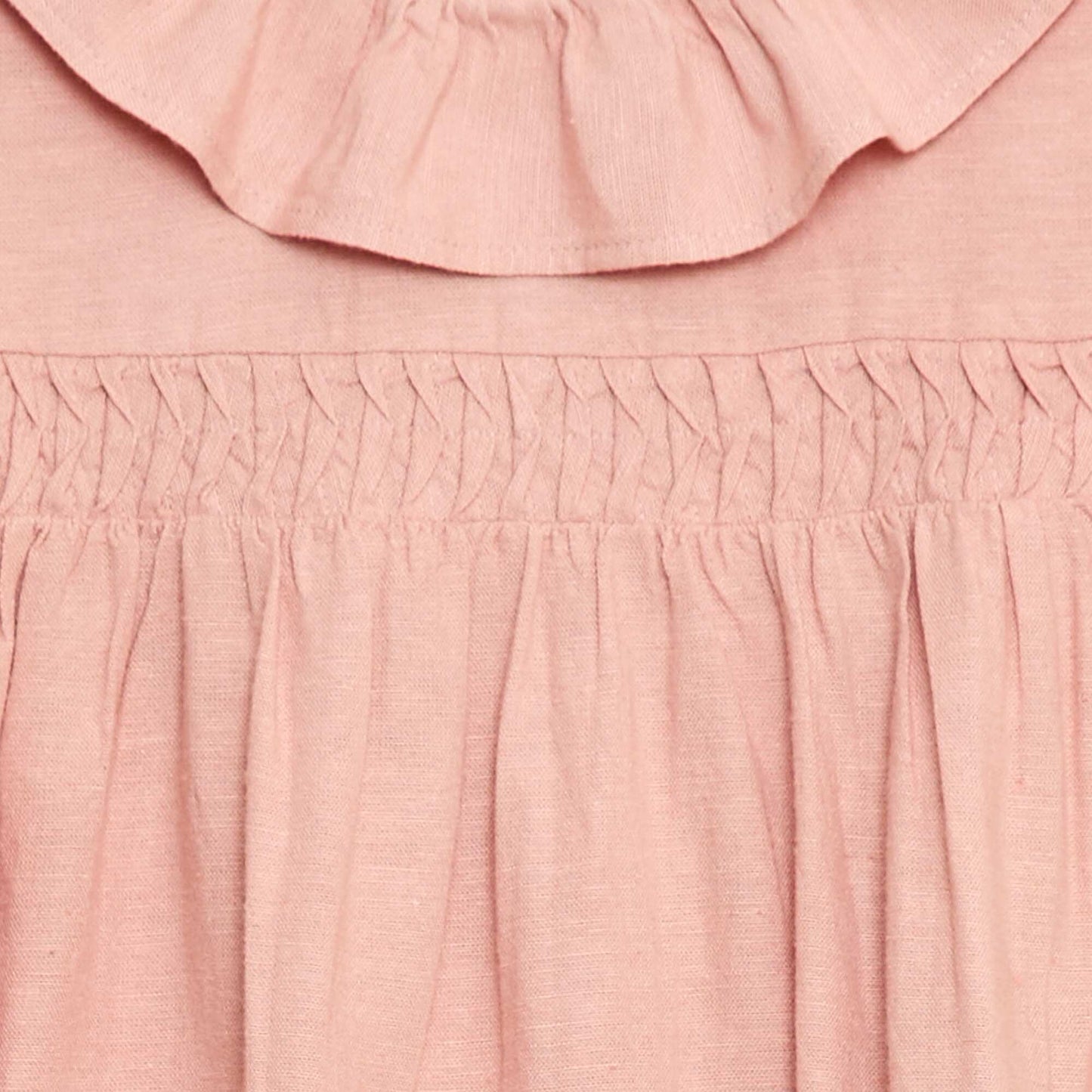 Mixed Linen Collar Dress PINK