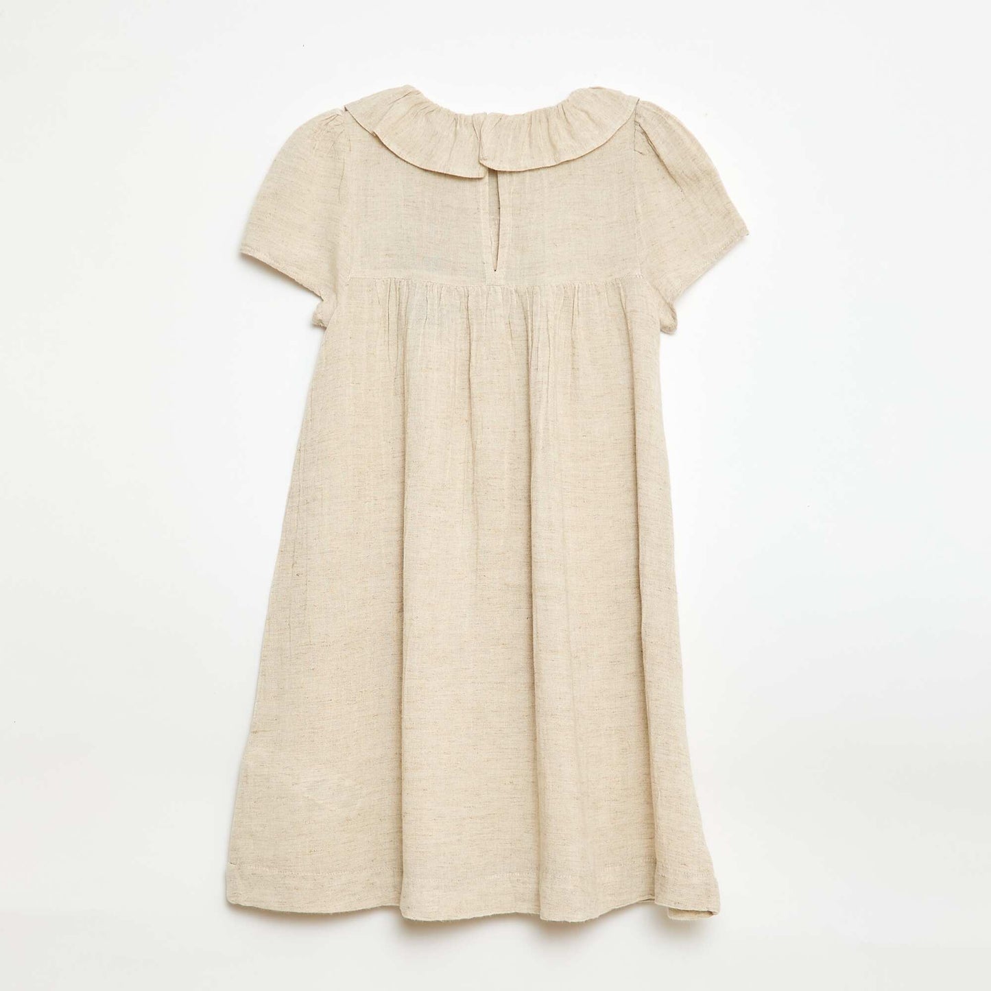 Mixed Linen Collar Dress WHITE