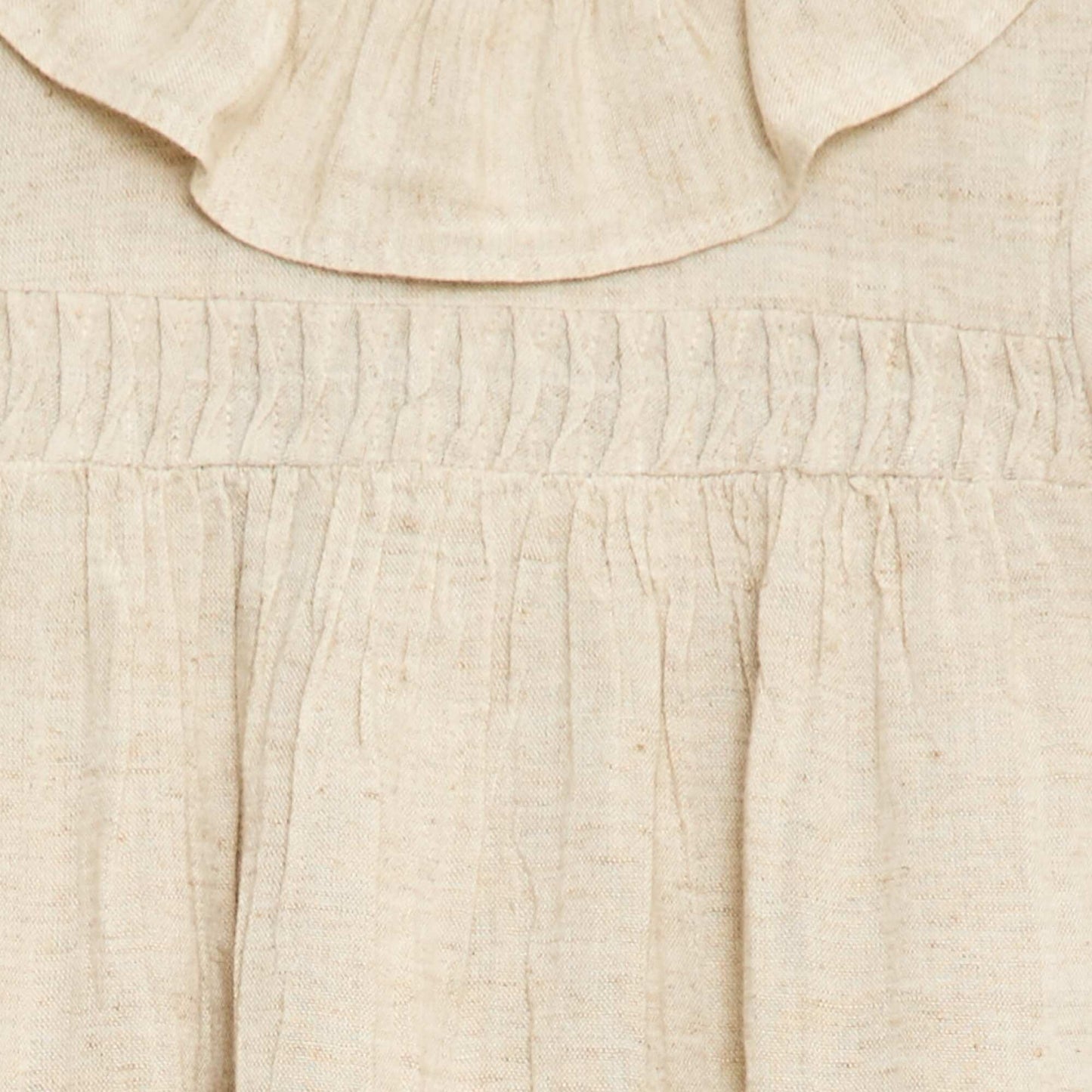 Mixed Linen Collar Dress WHITE
