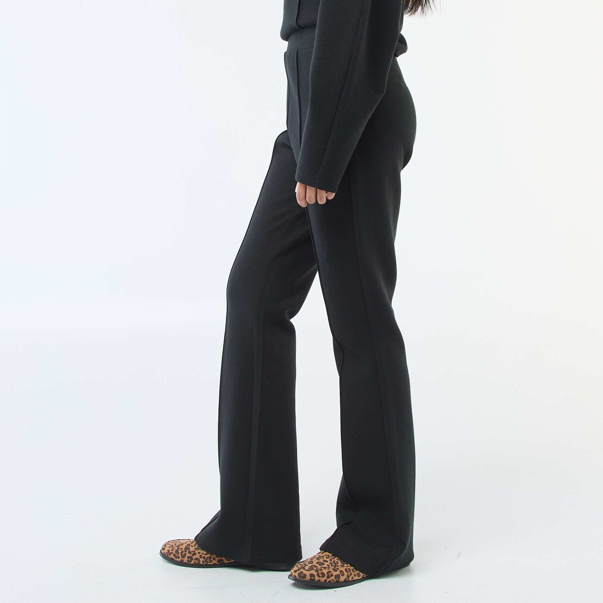 Wide-leg Light Fleece Pants BLACK