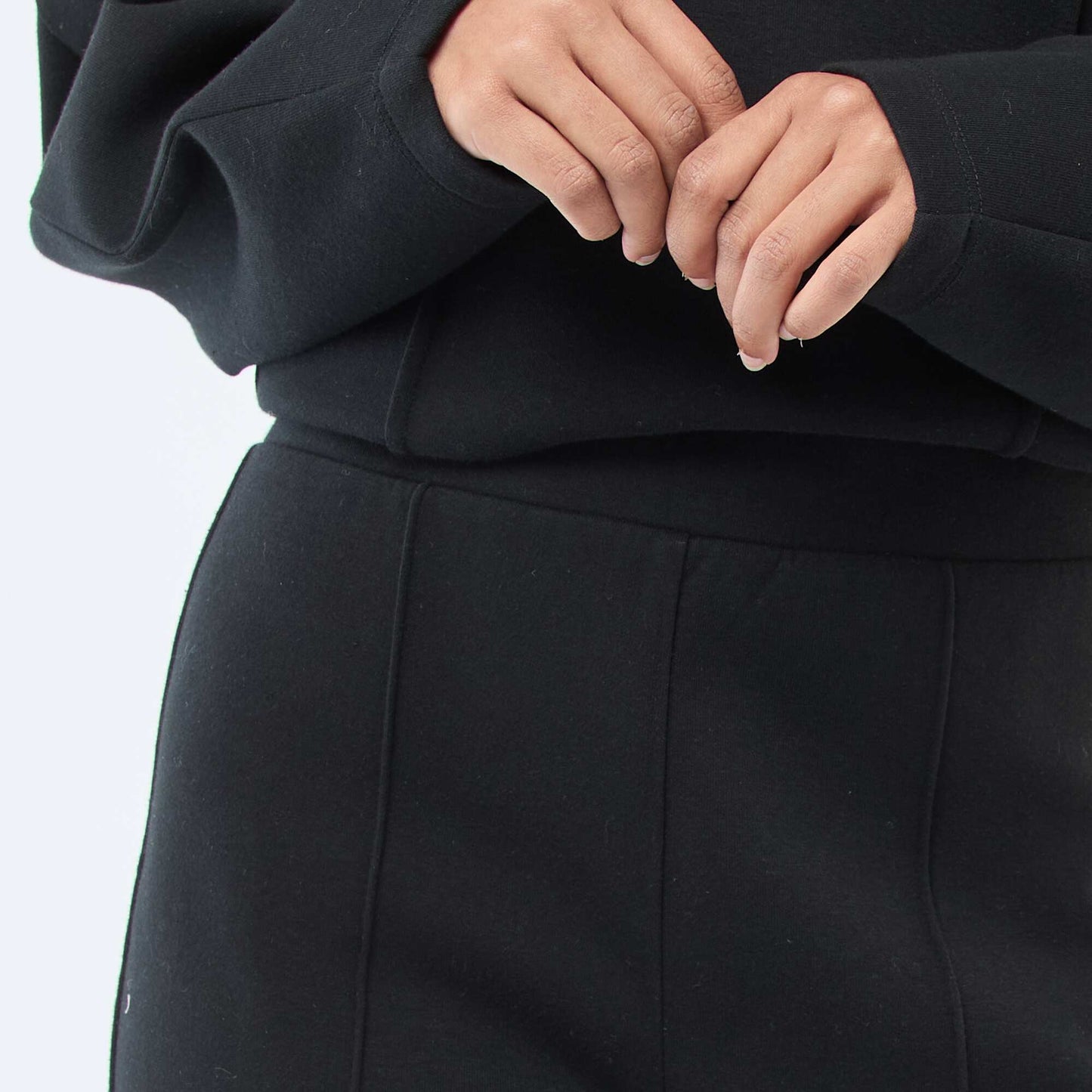 Wide-leg Light Fleece Pants BLACK