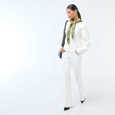 Wide-Leg Light Fleece Pants WHITE