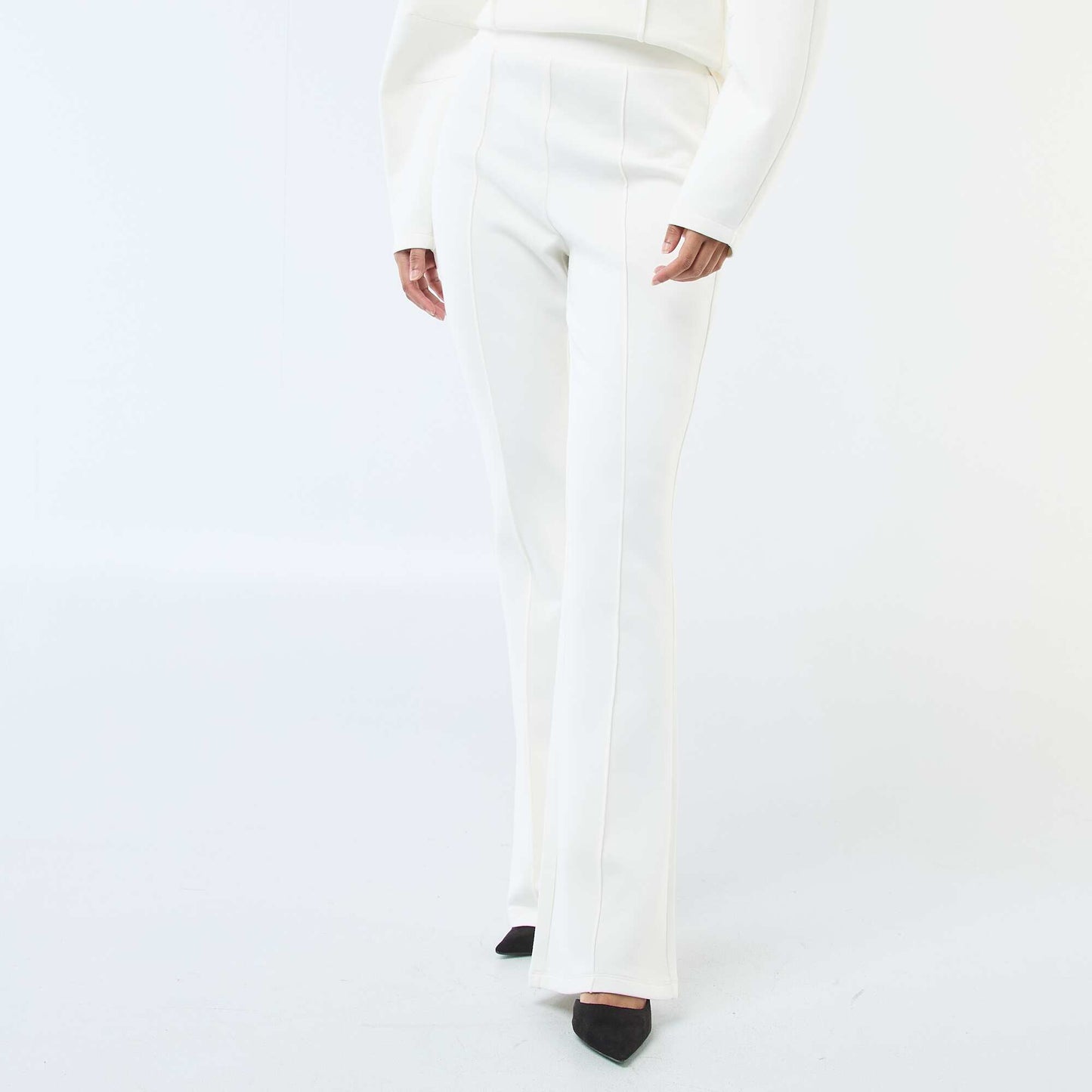 Wide-Leg Light Fleece Pants WHITE