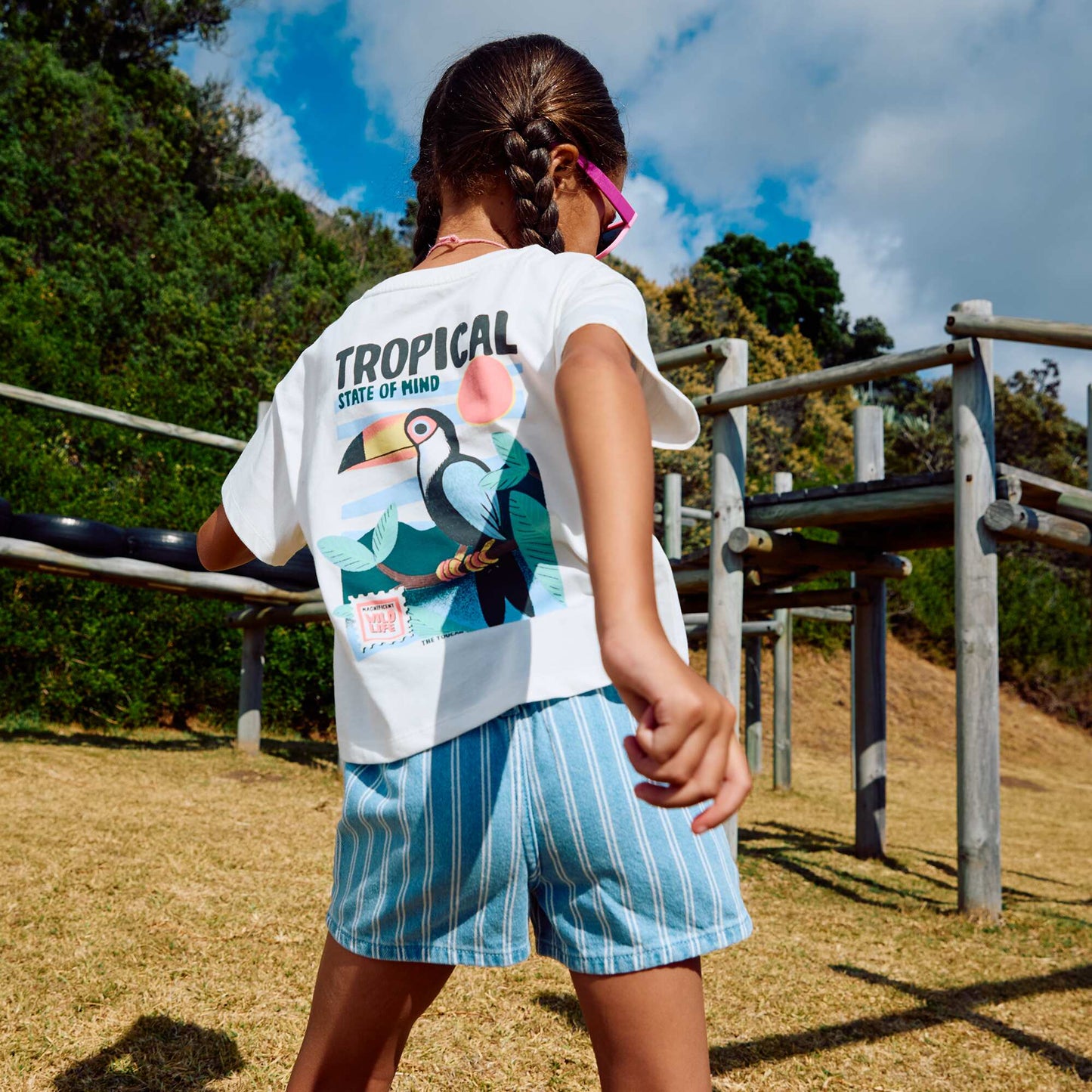 Loose-fit T-shirt with back & chest print WHITE
