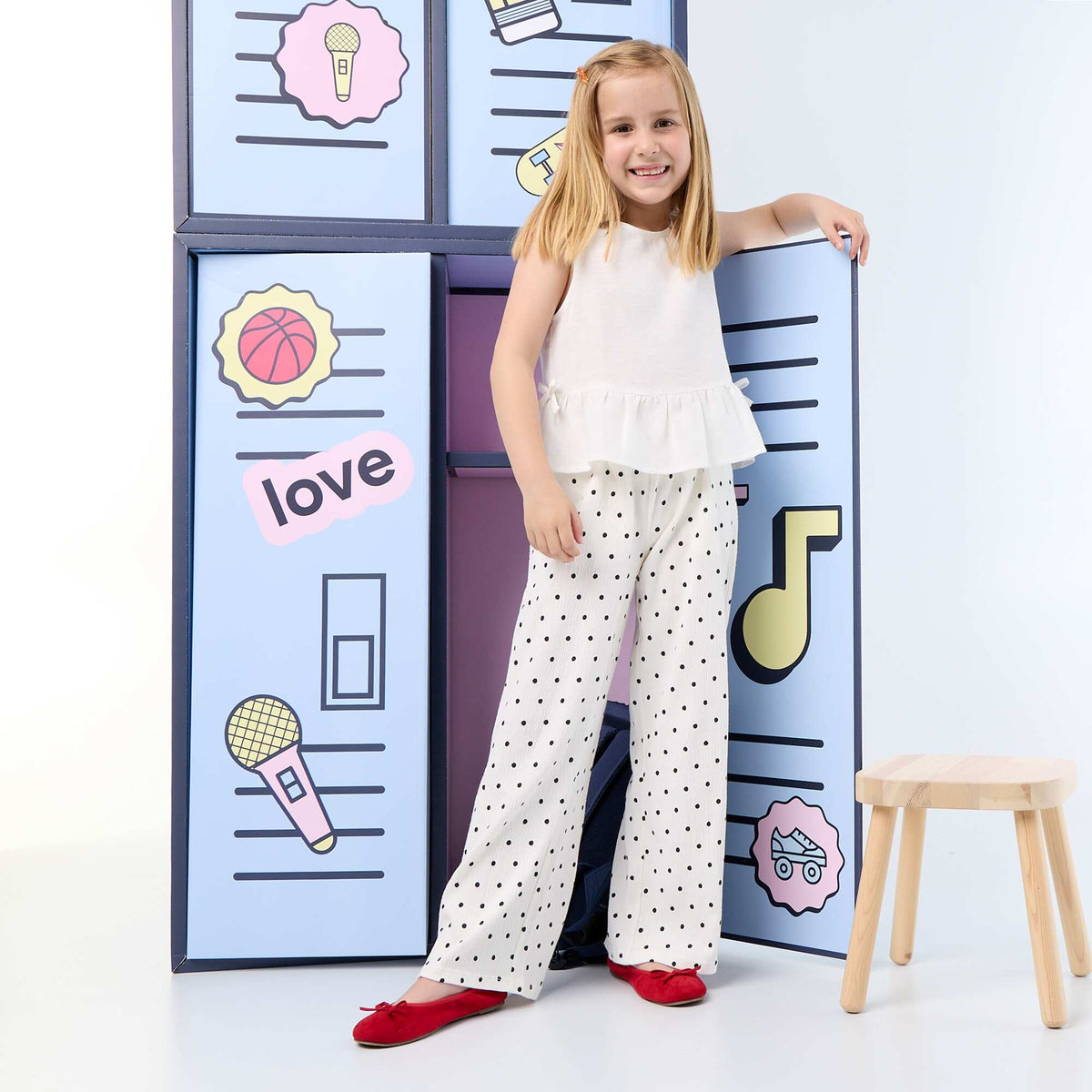 Wide Crêpe Knit Trousers WHITE