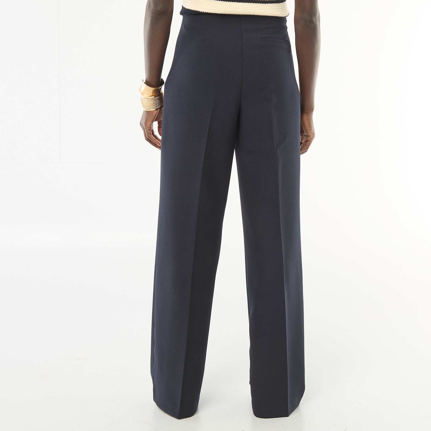 Wide-Leg Sailor Button Pants BLUE