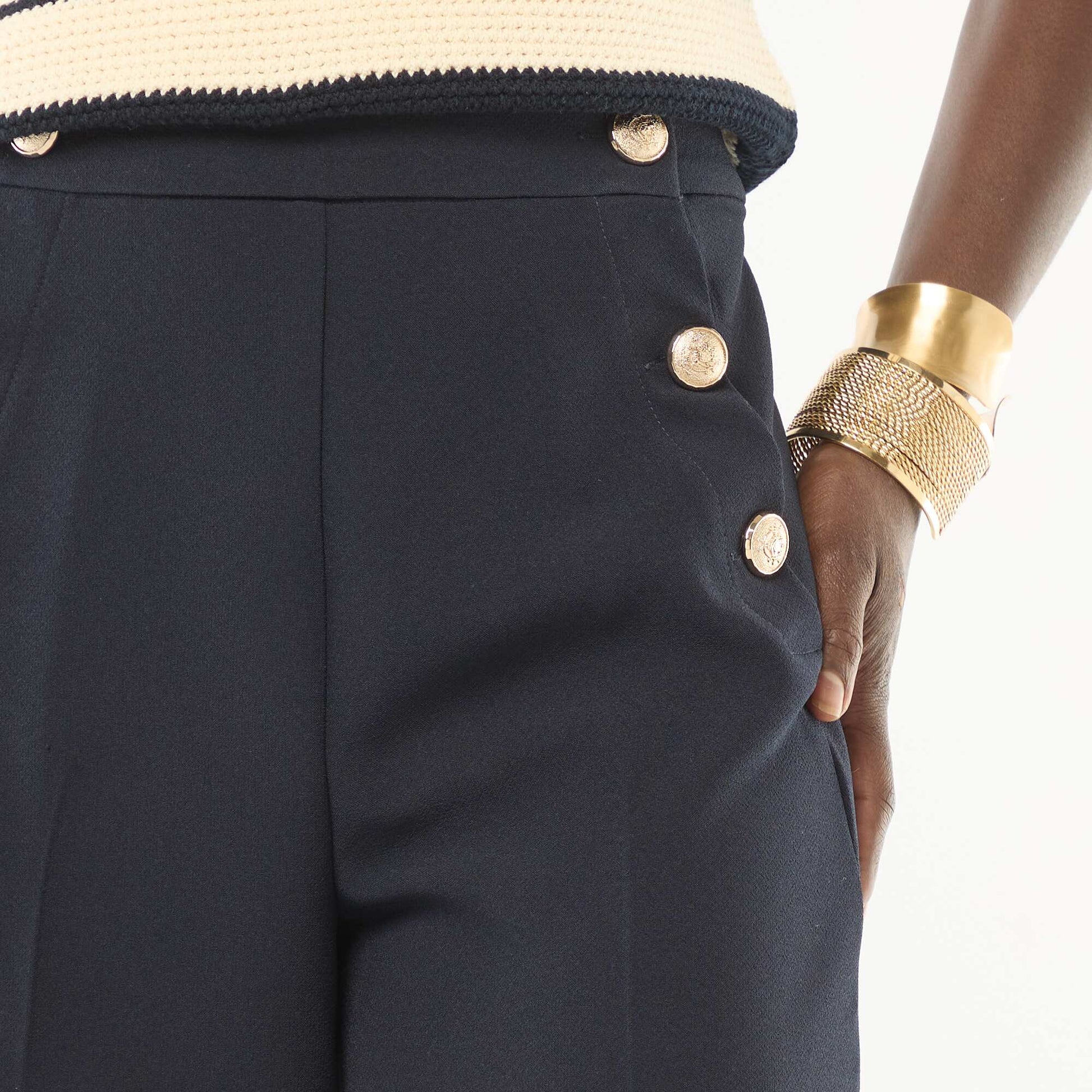 Wide-Leg Sailor Button Pants BLUE