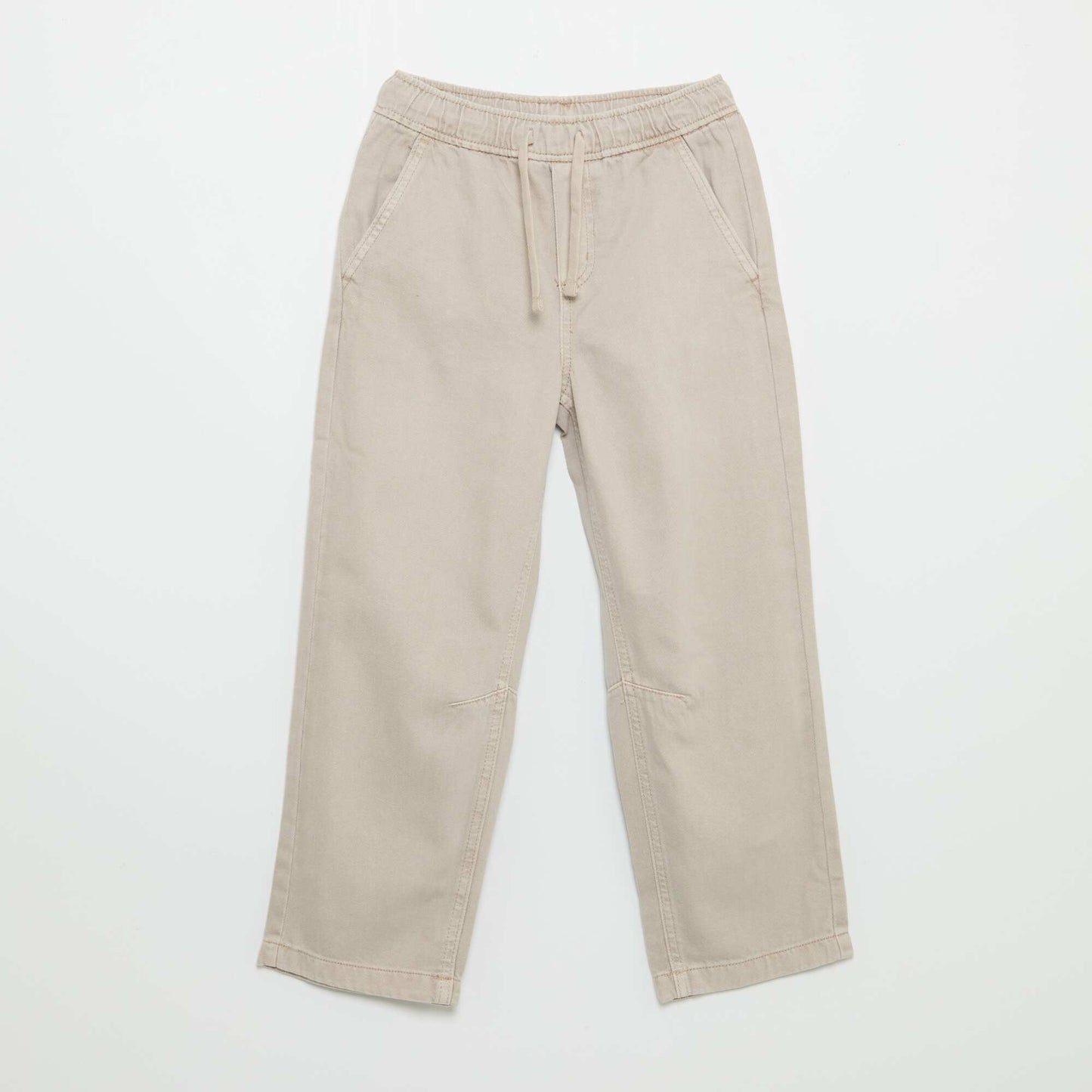 Relaxed Fit Trousers with Elasticated Waist BEIGE