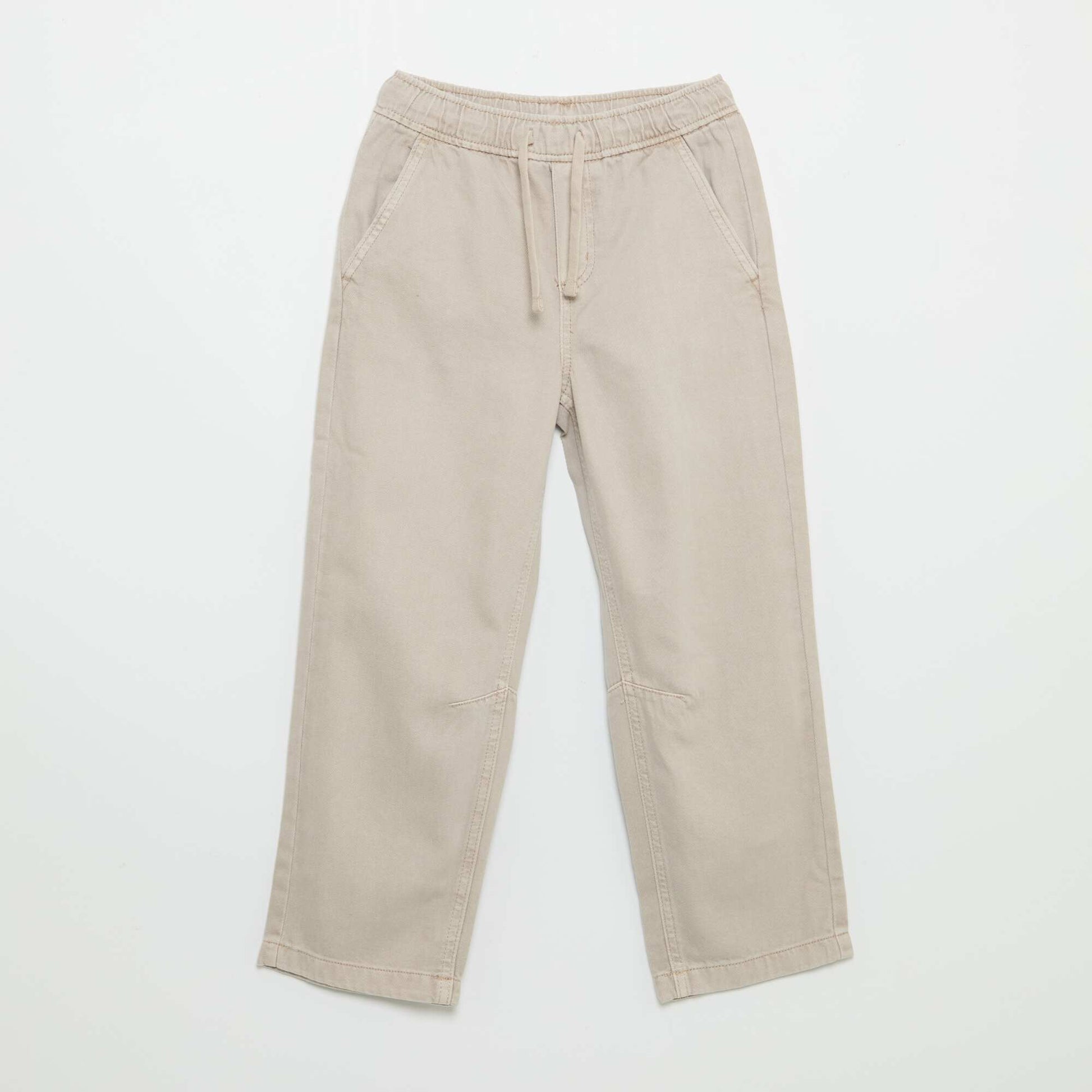 Relaxed Fit Trousers with Elasticated Waist BEIGE
