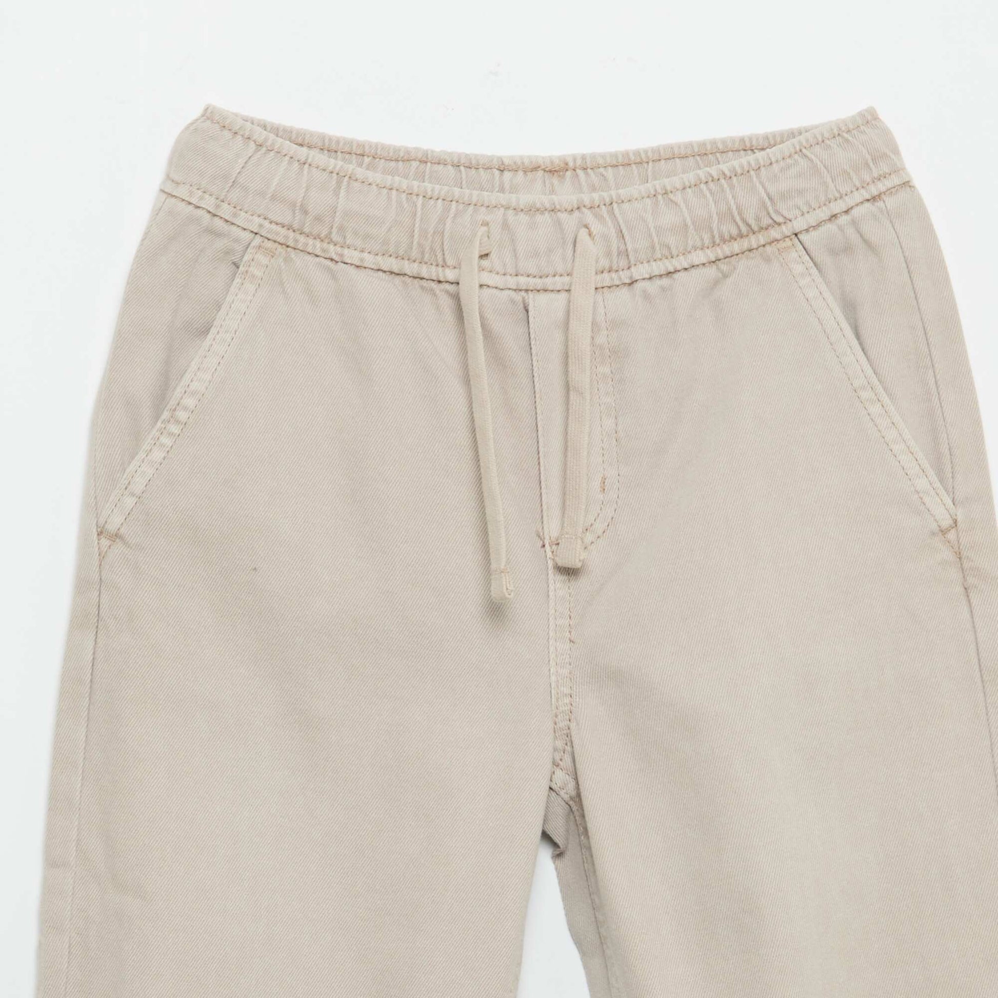 Relaxed Fit Trousers with Elasticated Waist BEIGE