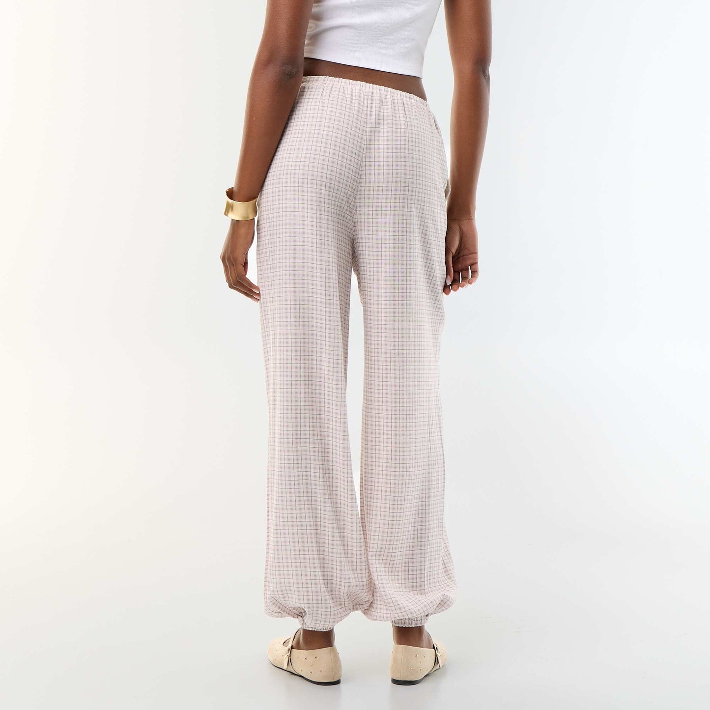 Solid Balloon Fit Pants with 2 Pockets PURPLE