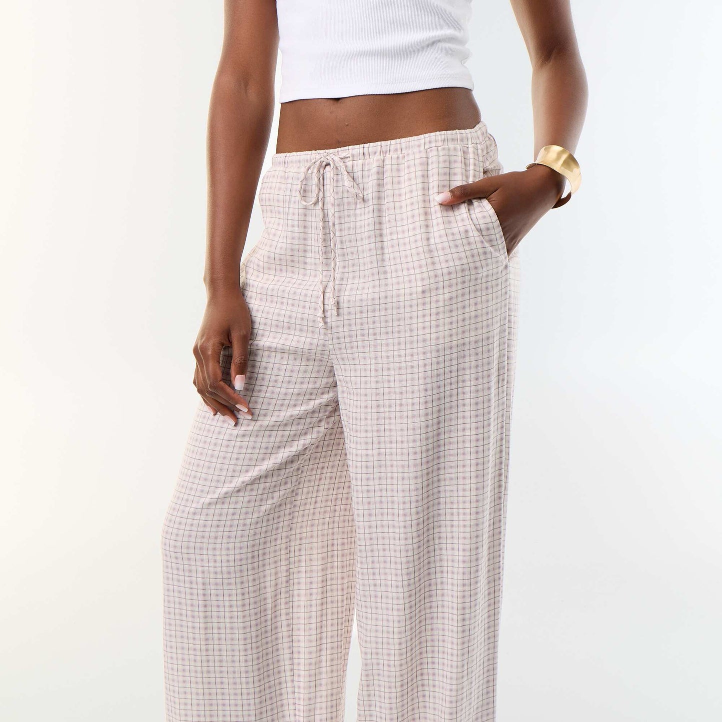 Solid Balloon Fit Pants with 2 Pockets PURPLE