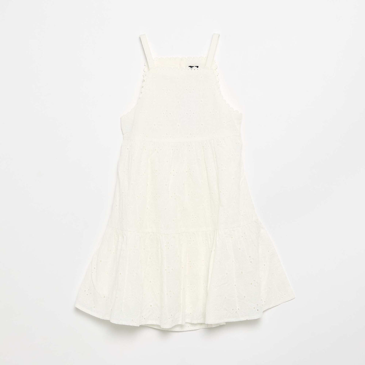 Strappy dress with broderie anglaise WHITE