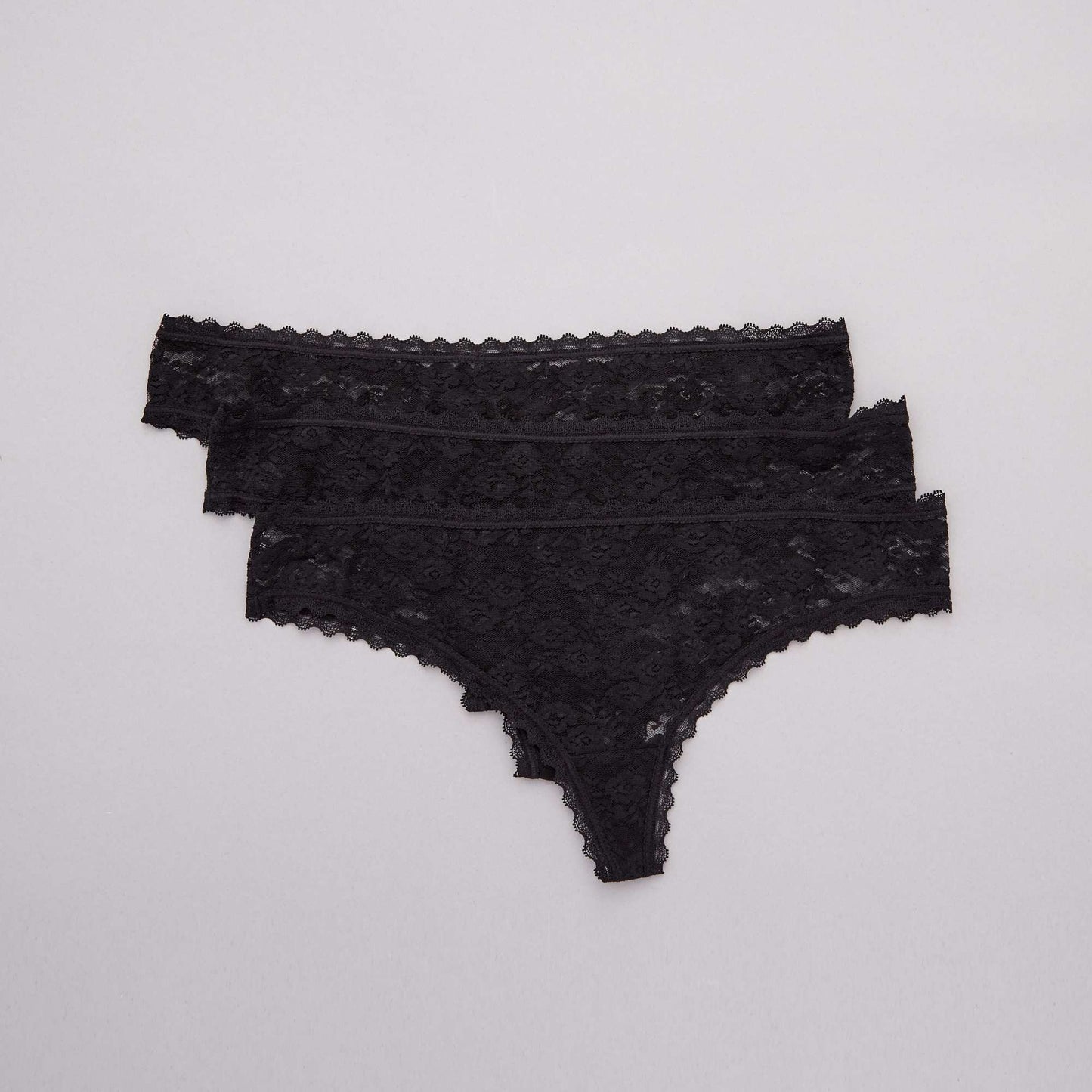 Pack of 3 lace Brazilian briefs BLACK