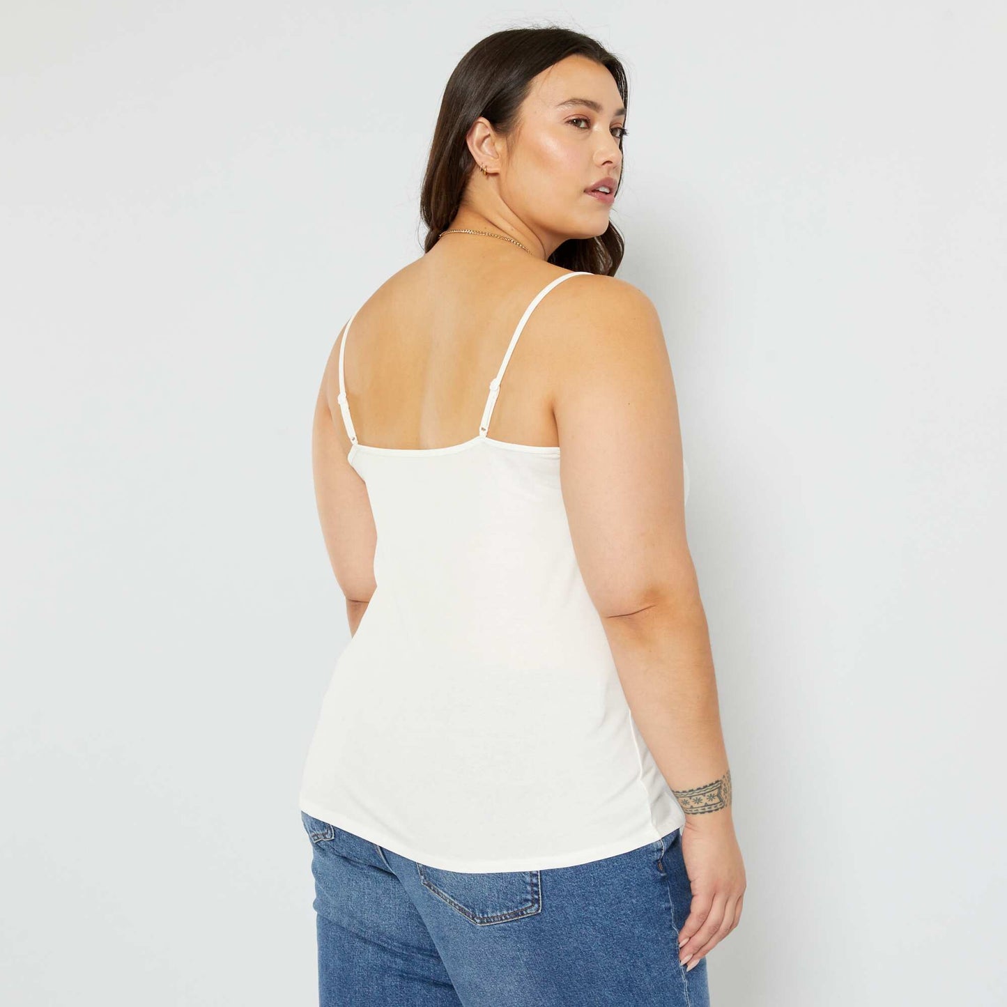 Jersey vest top with spaghetti straps White