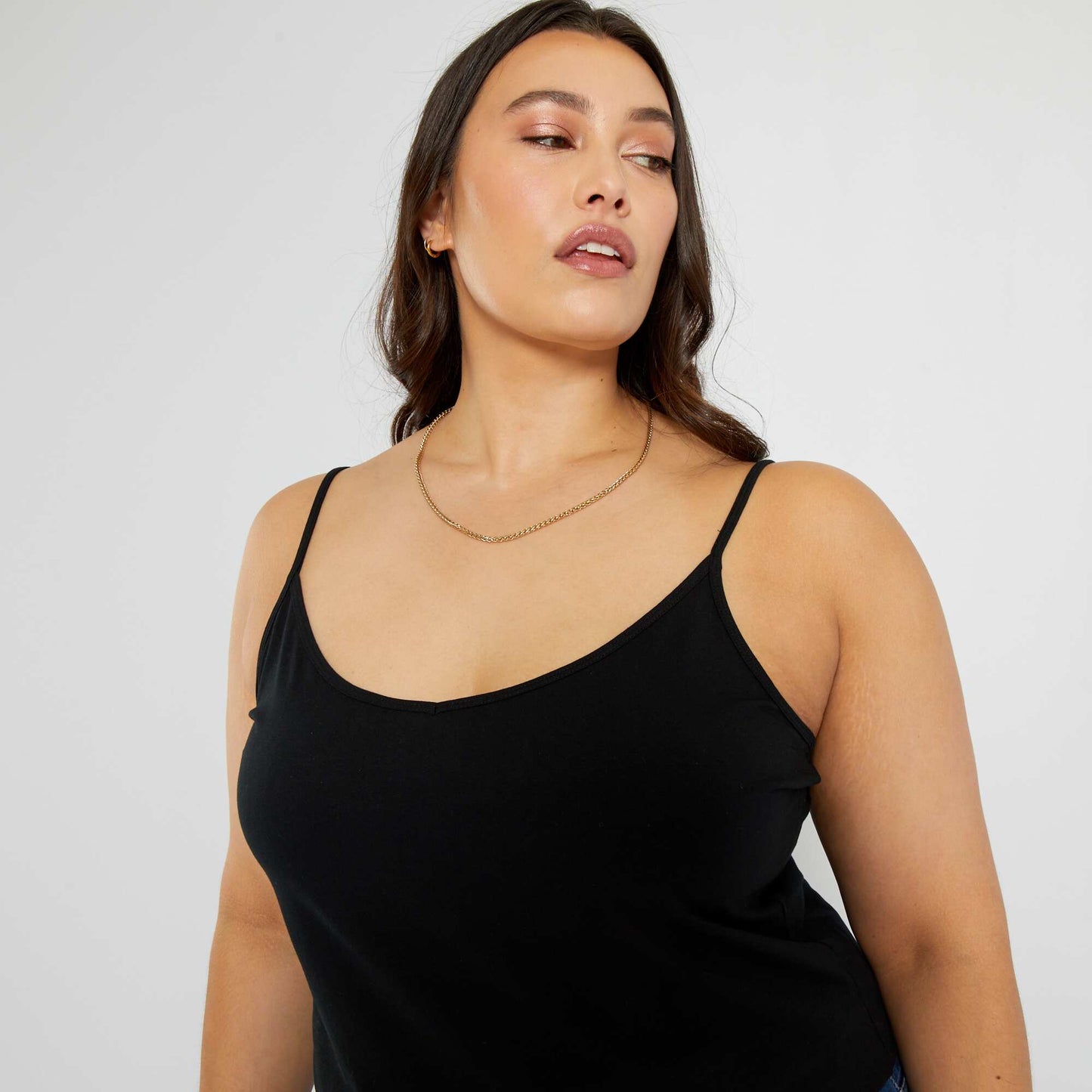 Jersey vest top with spaghetti straps Black