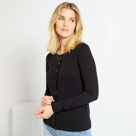 Buttoned knit cardigan Black