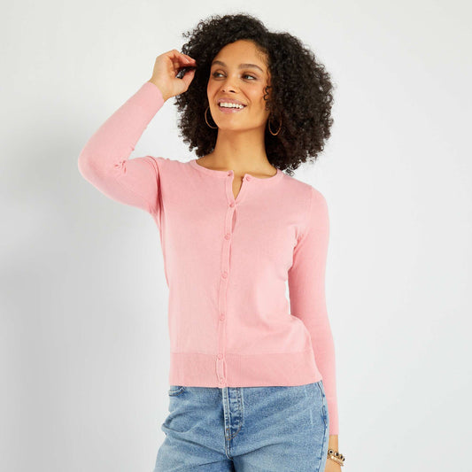 Buttoned knit cardigan light pink