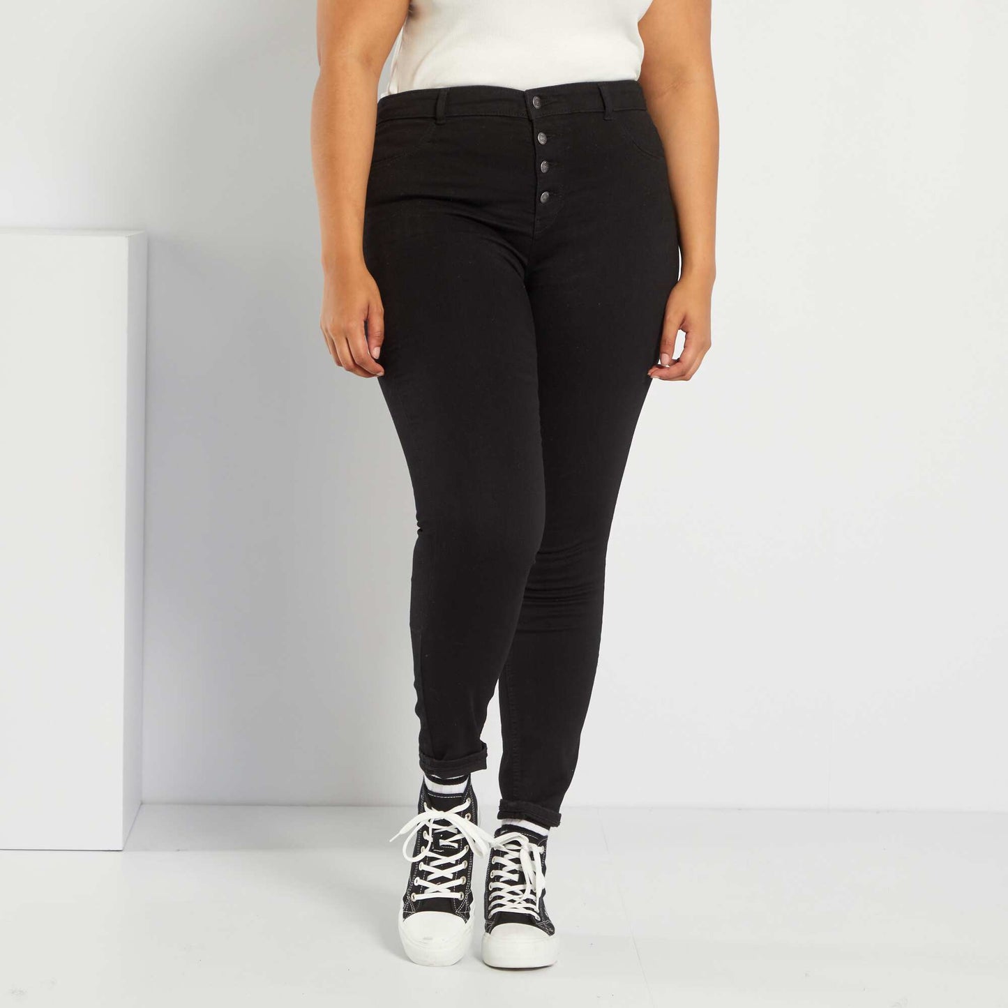 High-rise eco-design skinny jeans black