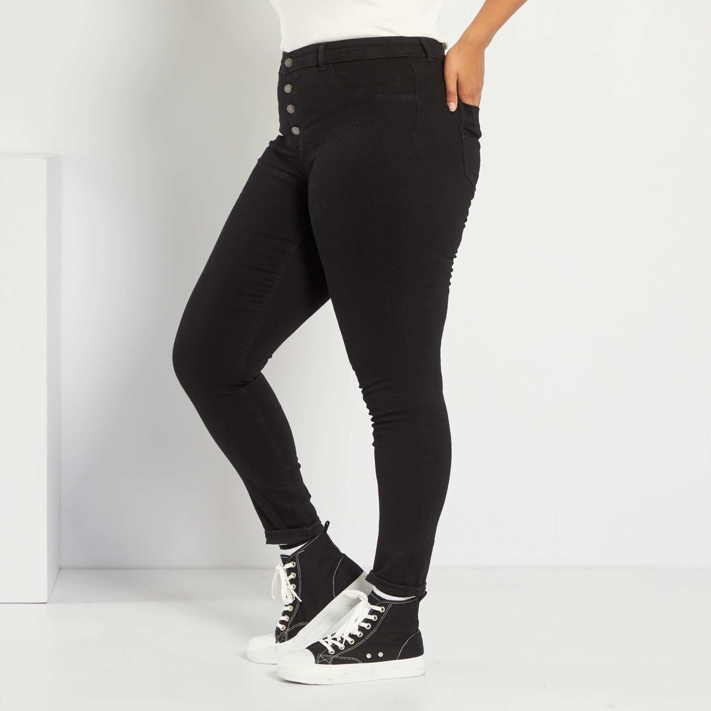 High-rise eco-design skinny jeans black