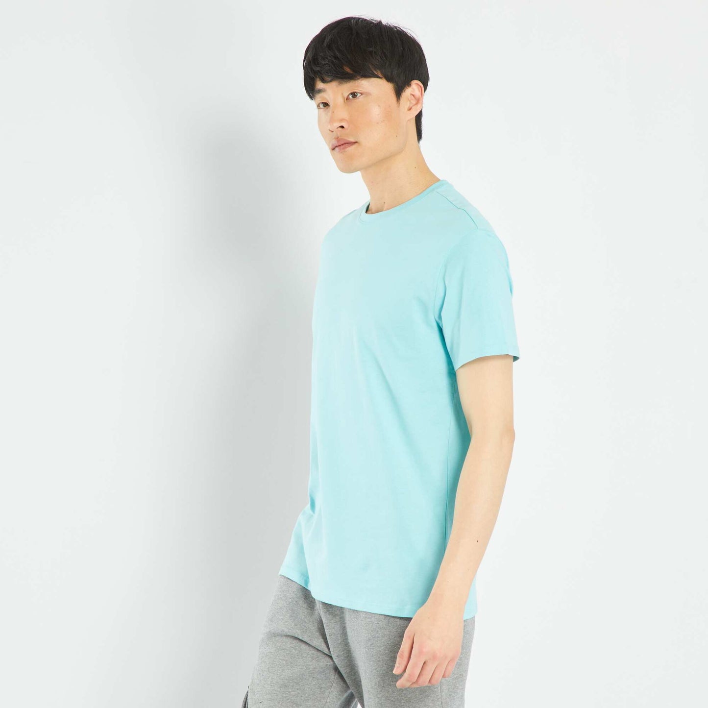 Plain jersey straight T-shirt BLUE ANGEL