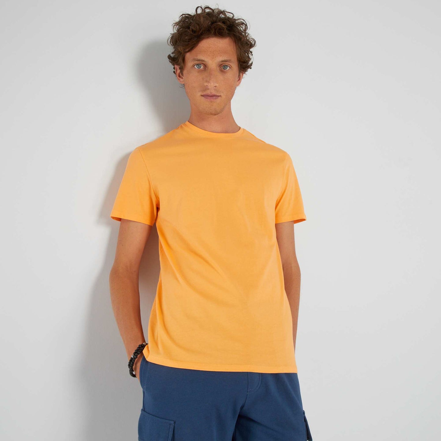 Plain jersey straight T-shirt MOCK ORANG