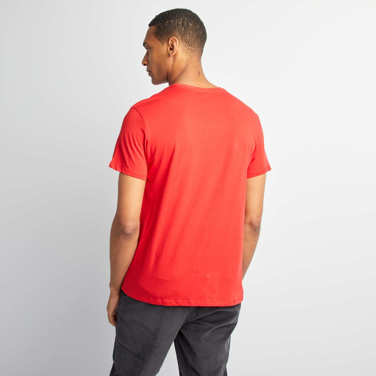 Plain jersey straight T-shirt RED