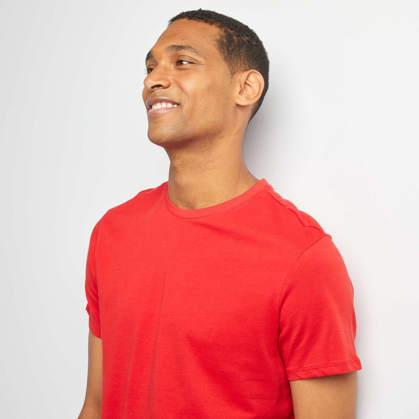 Plain jersey straight T-shirt RED