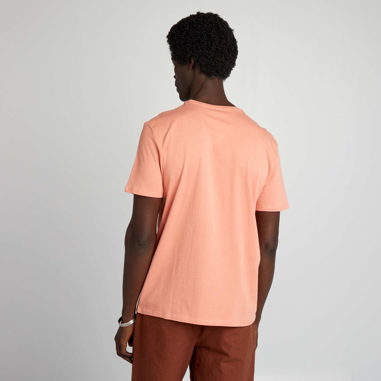 Plain jersey straight T-shirt ORANGE