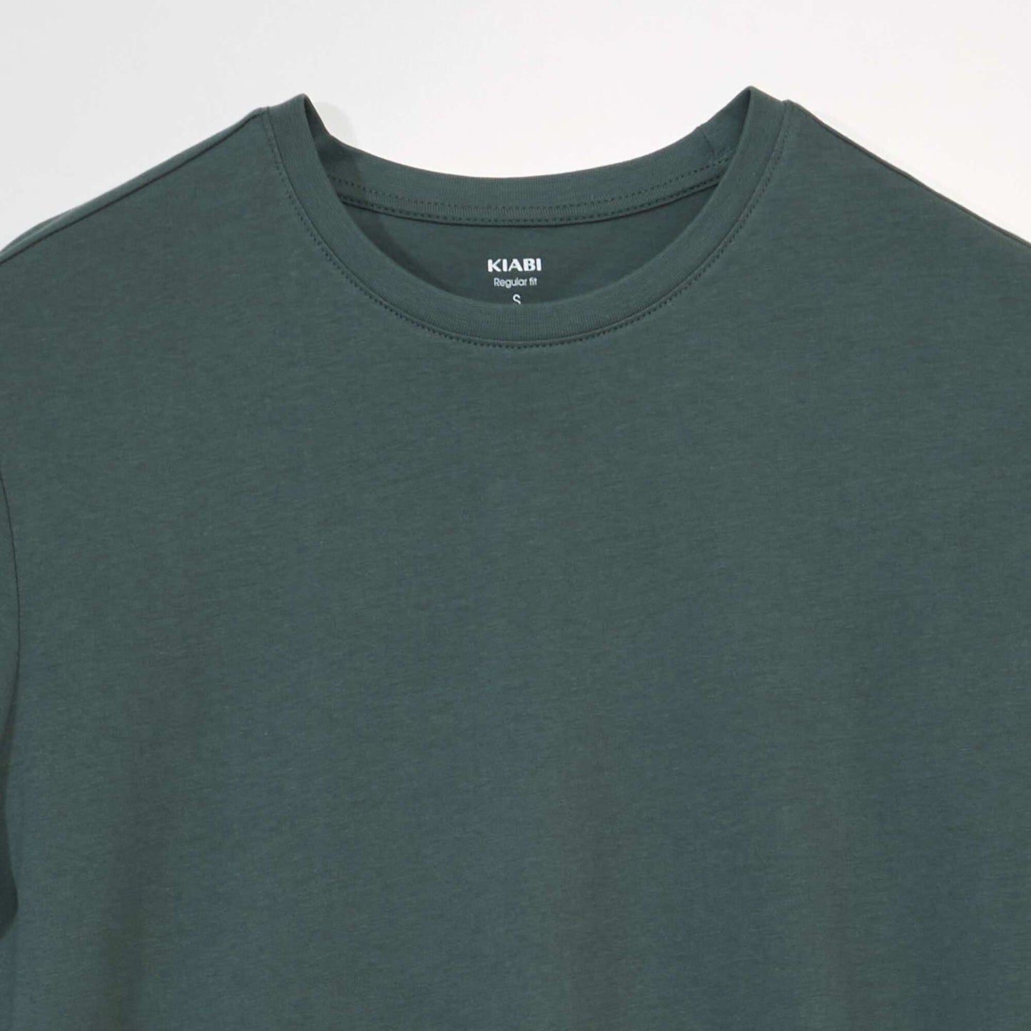 Plain jersey straight T-shirt GREEN