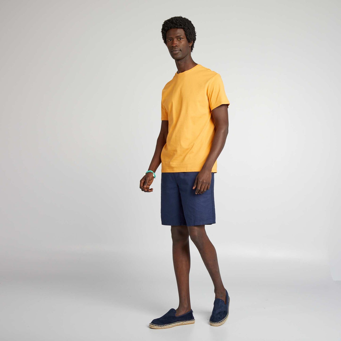 Plain jersey straight T-shirt YELLOW