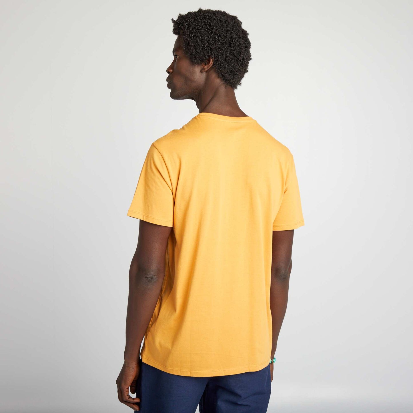 Plain jersey straight T-shirt YELLOW