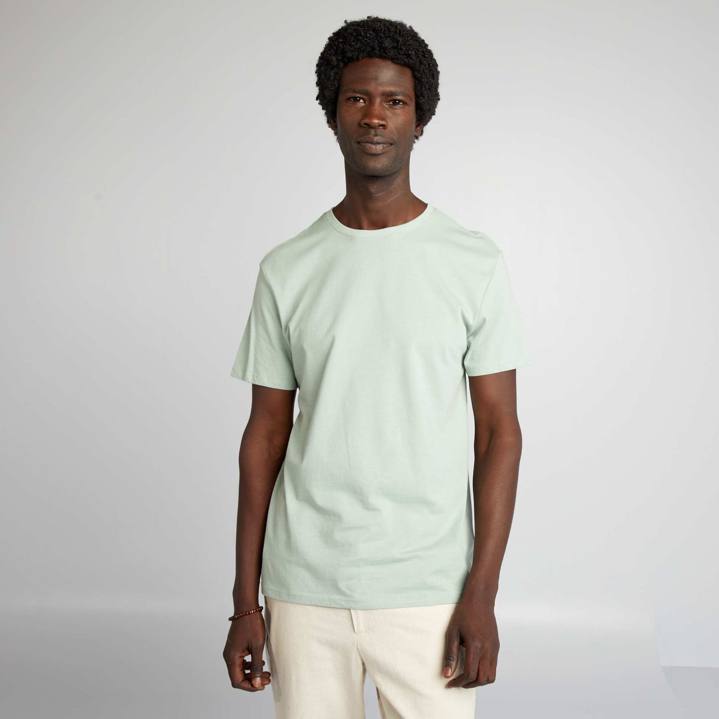 Plain jersey straight T-shirt GREEN